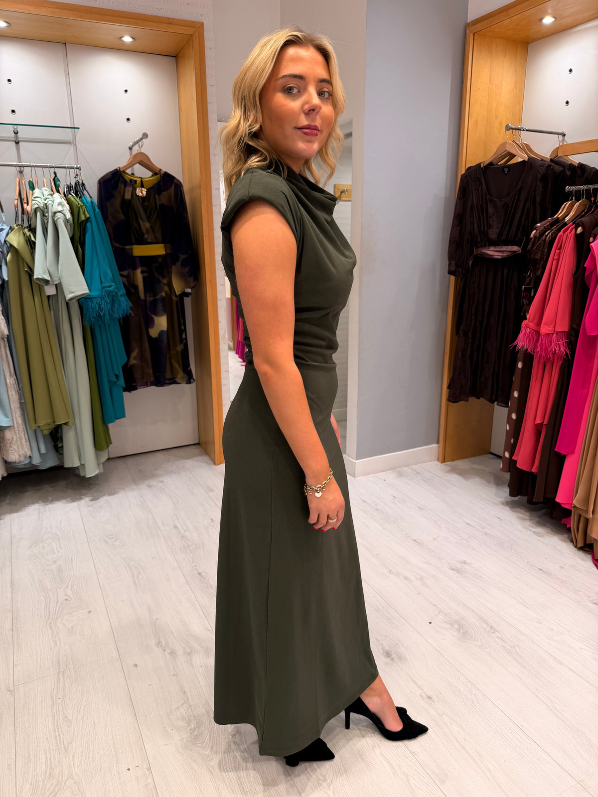 Soaked Khaki Draped Maxi Dress