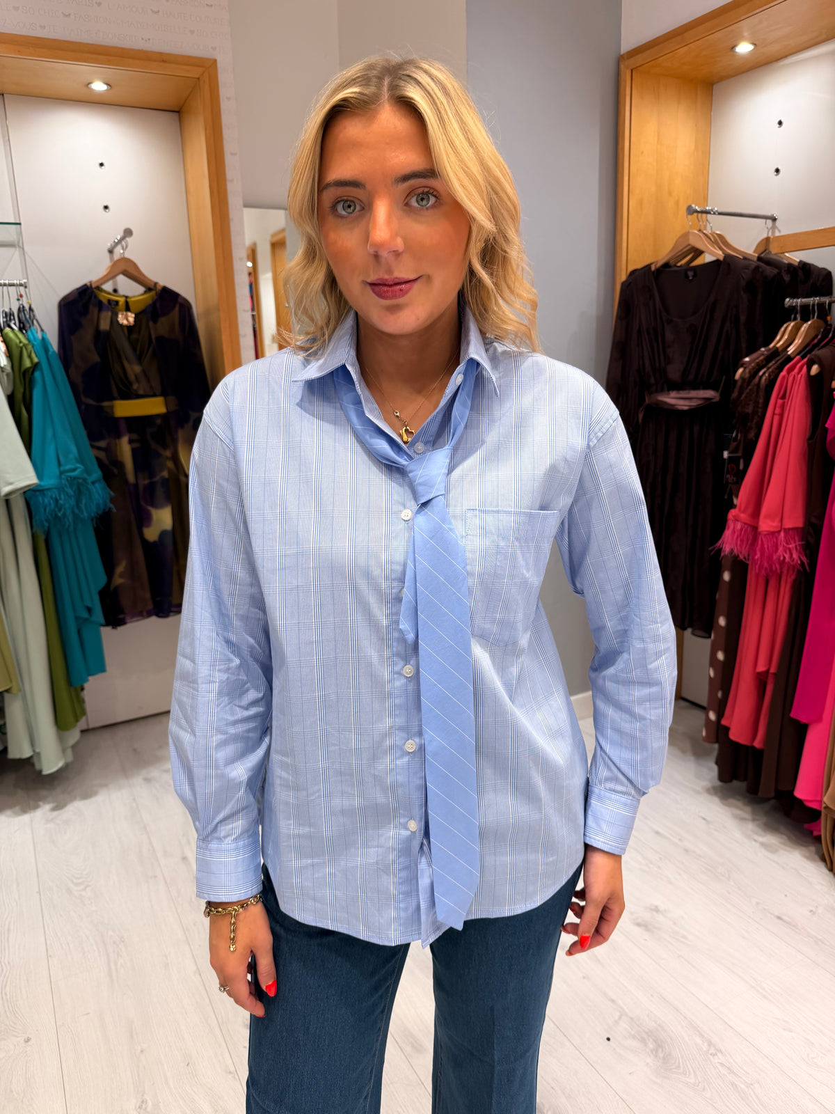 K Design Blue Pinstripe Shirt