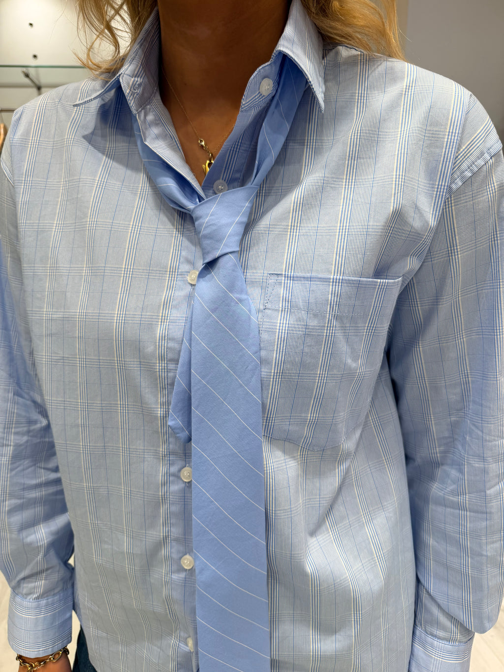 K Design Blue Pinstripe Shirt
