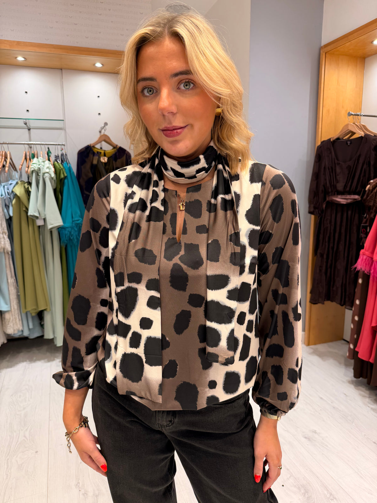 K Design Animal Print Blouse