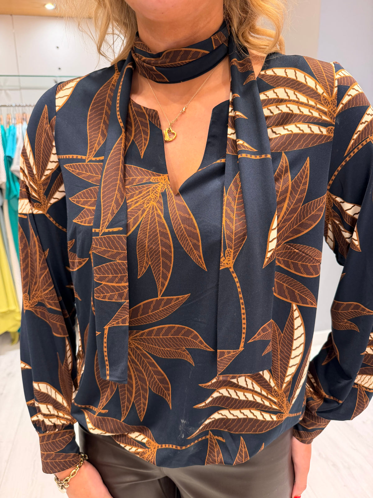 K Design Leaf Print Blouse