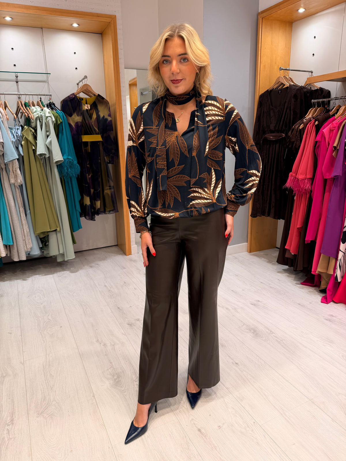 K Design Leaf Print Blouse