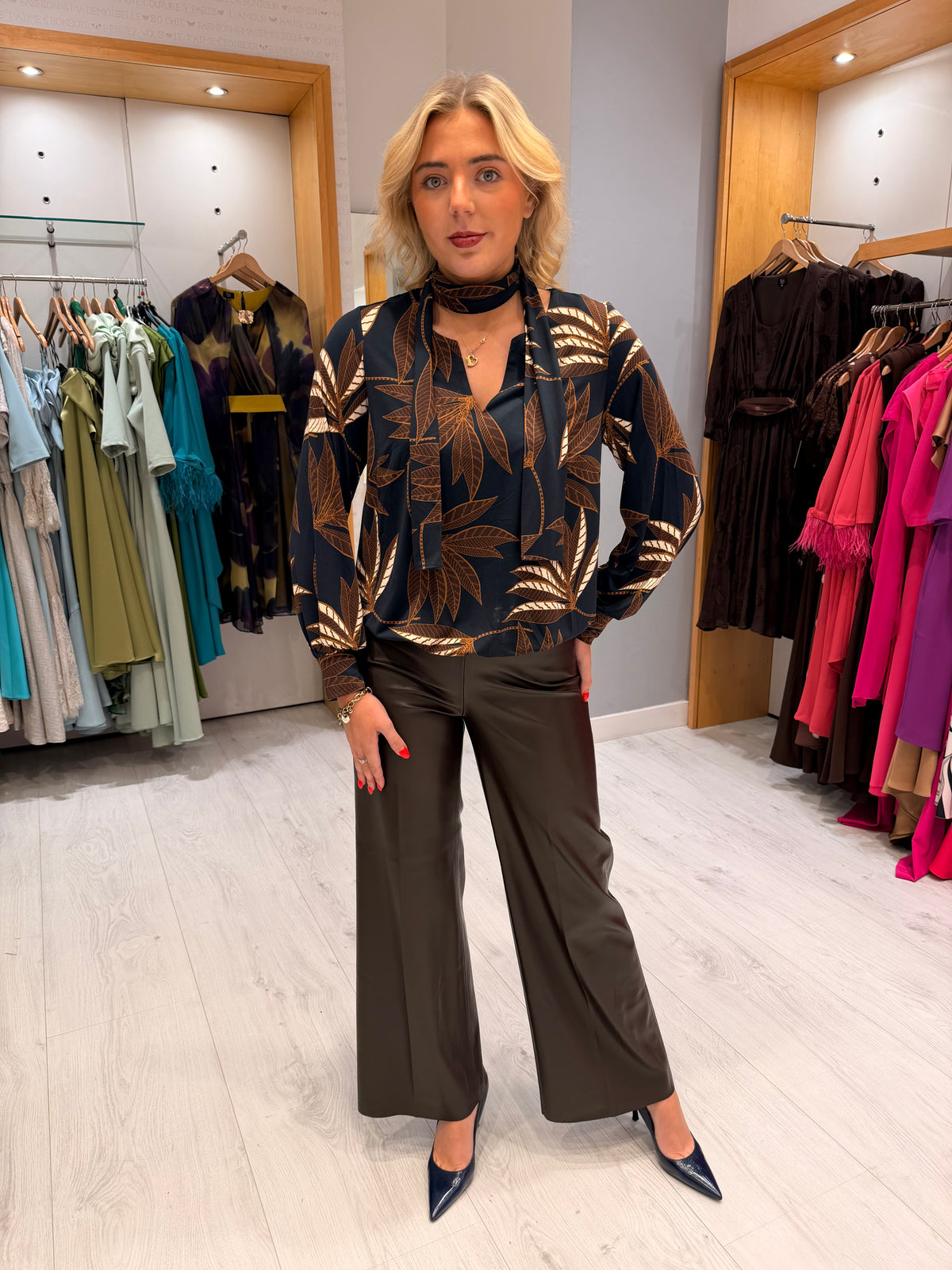 K Design Leaf Print Blouse