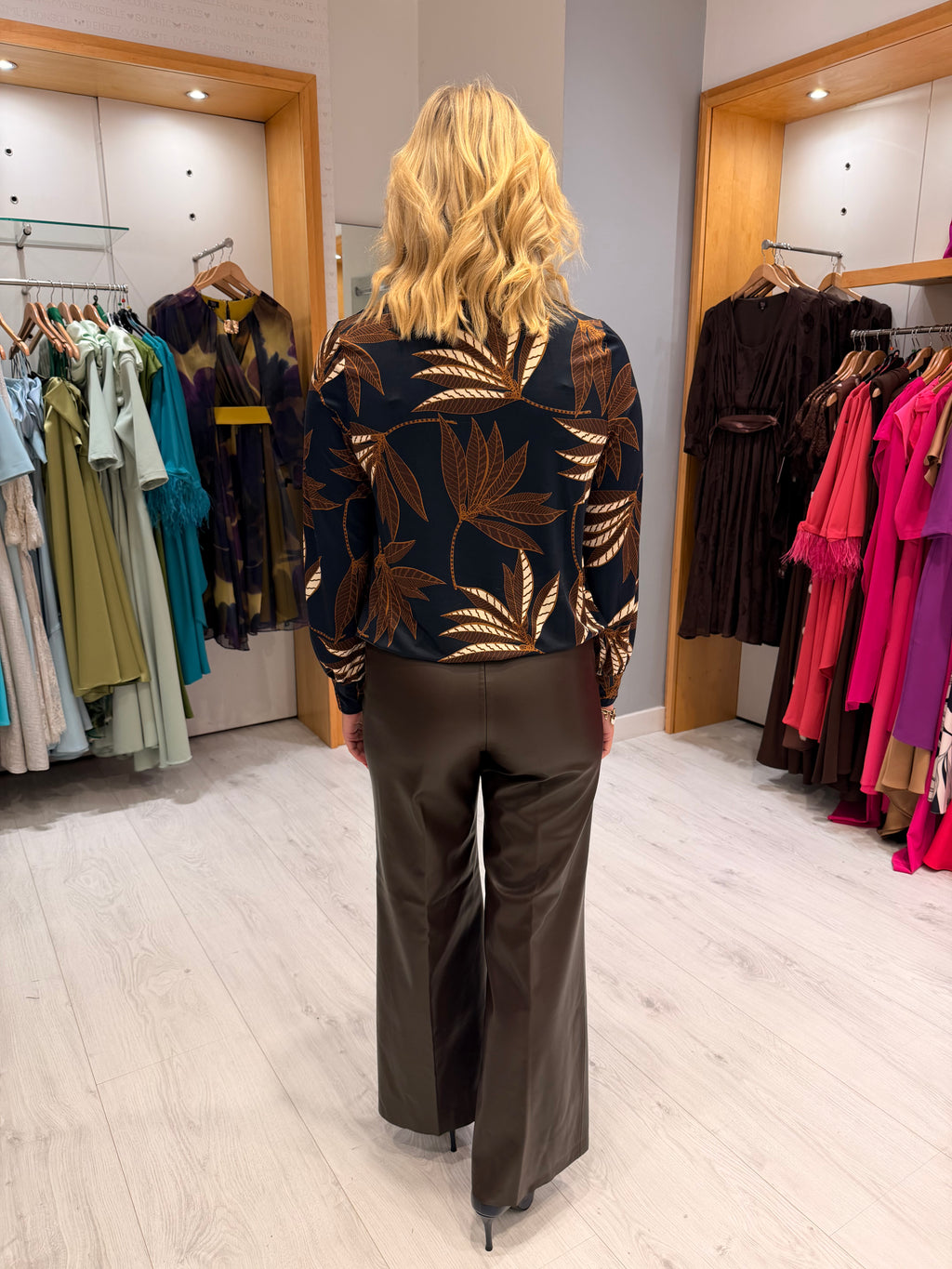 K Design Leaf Print Blouse