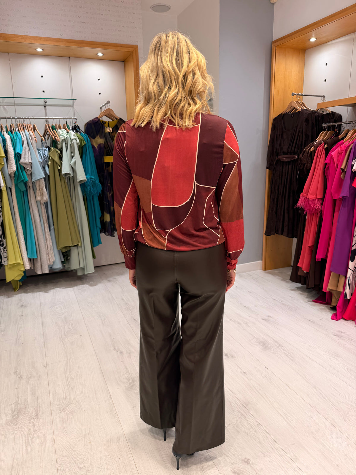 K Design Burgundy Abstract Print Blouse