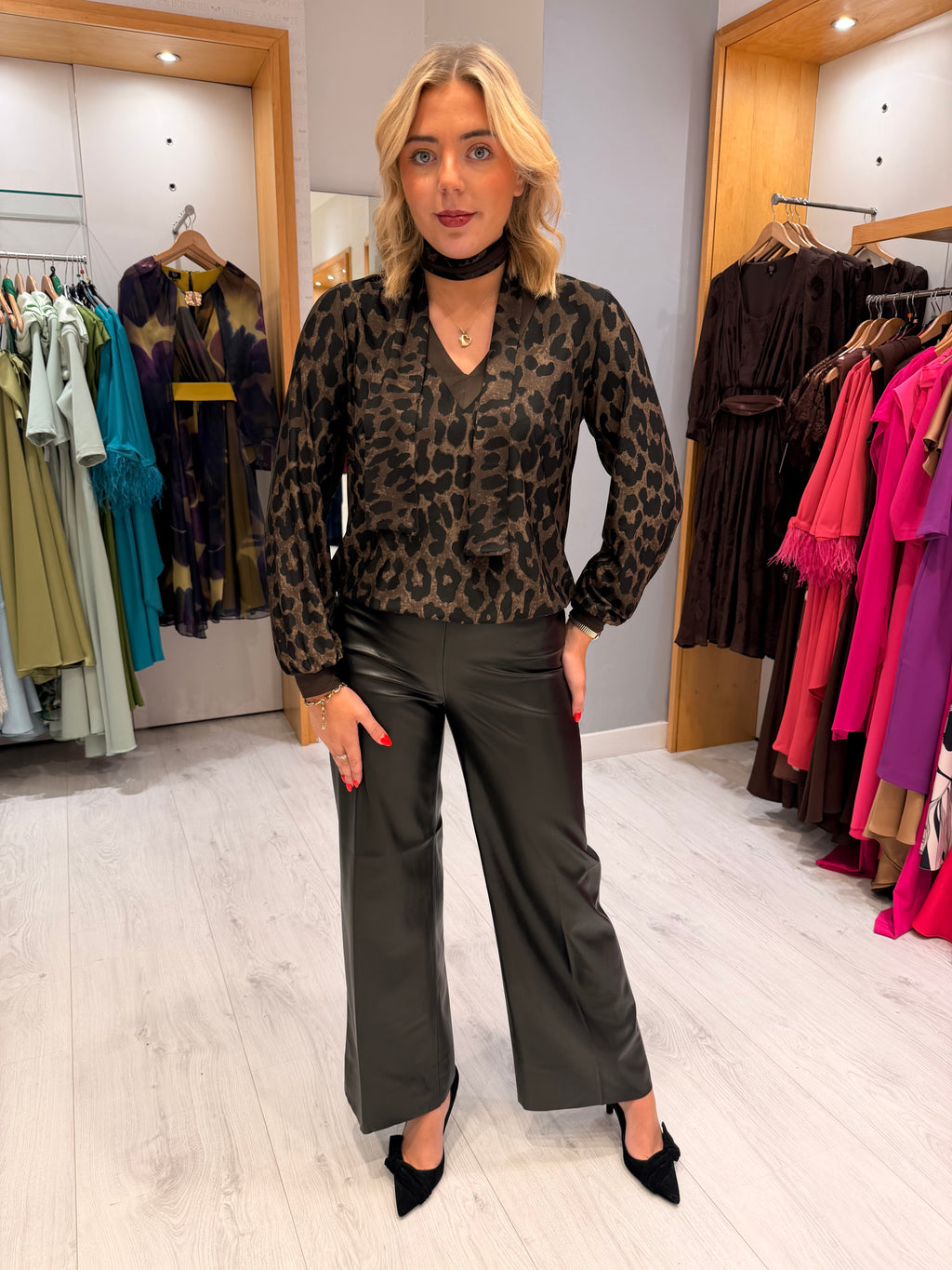 Soaked Black Faux Leather Trousers