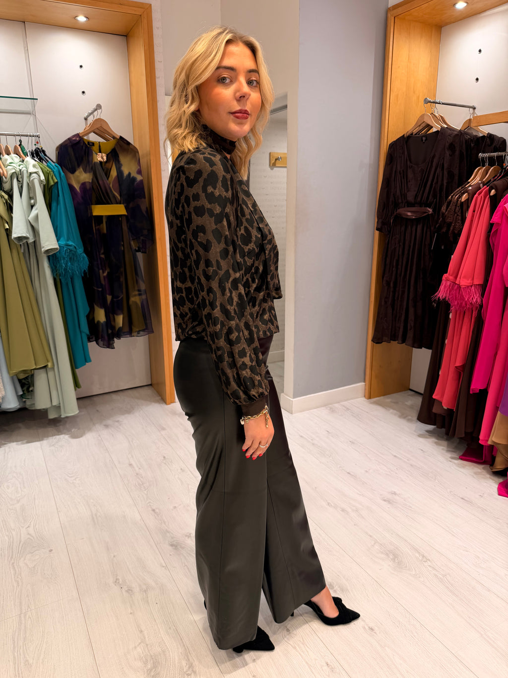 Soaked Black Faux Leather Trousers