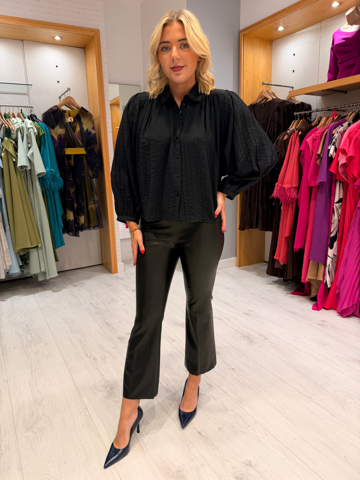 Soaked Black Faux Leather Trousers