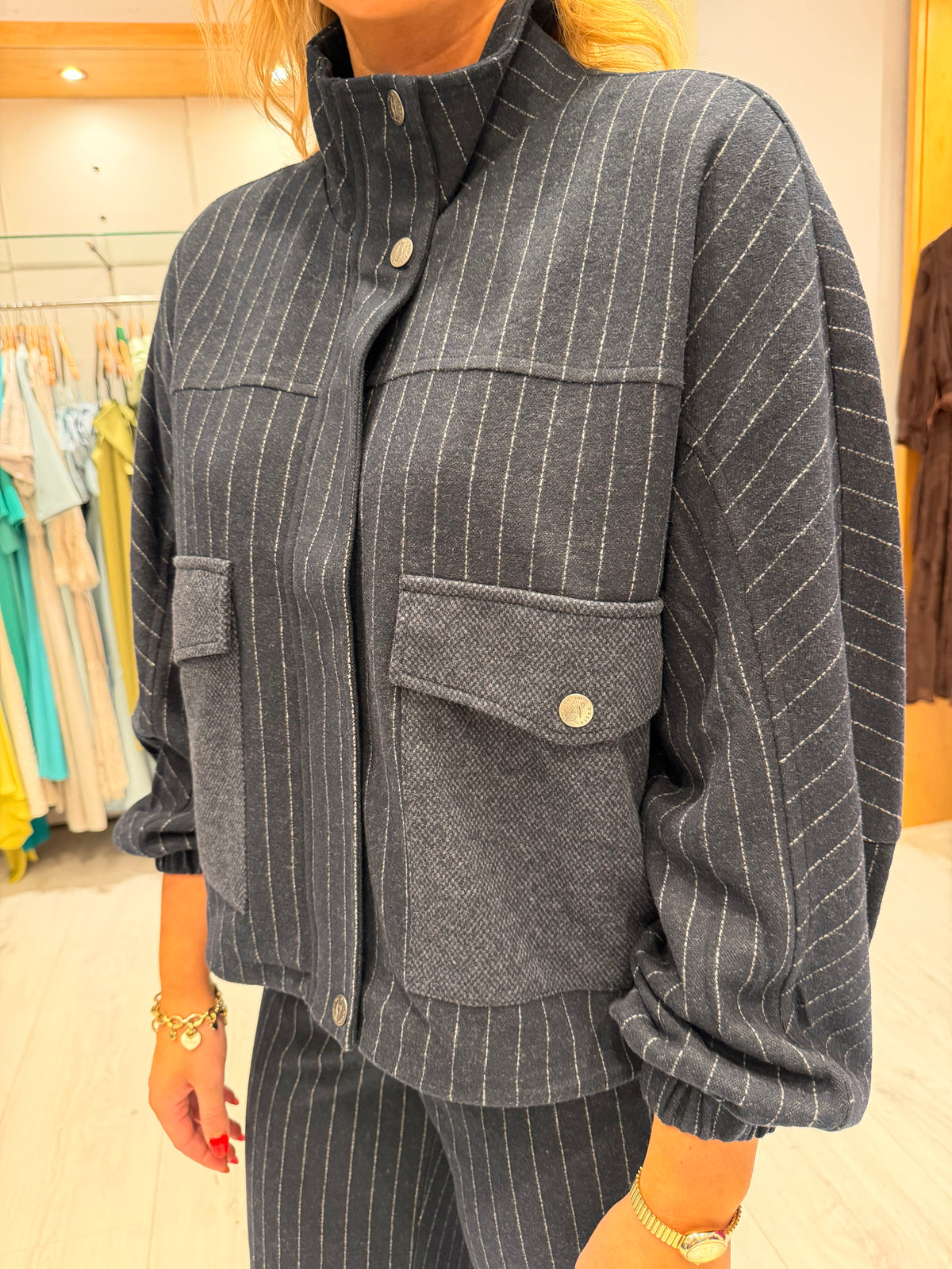 K Design Navy Pinstripe Jacket