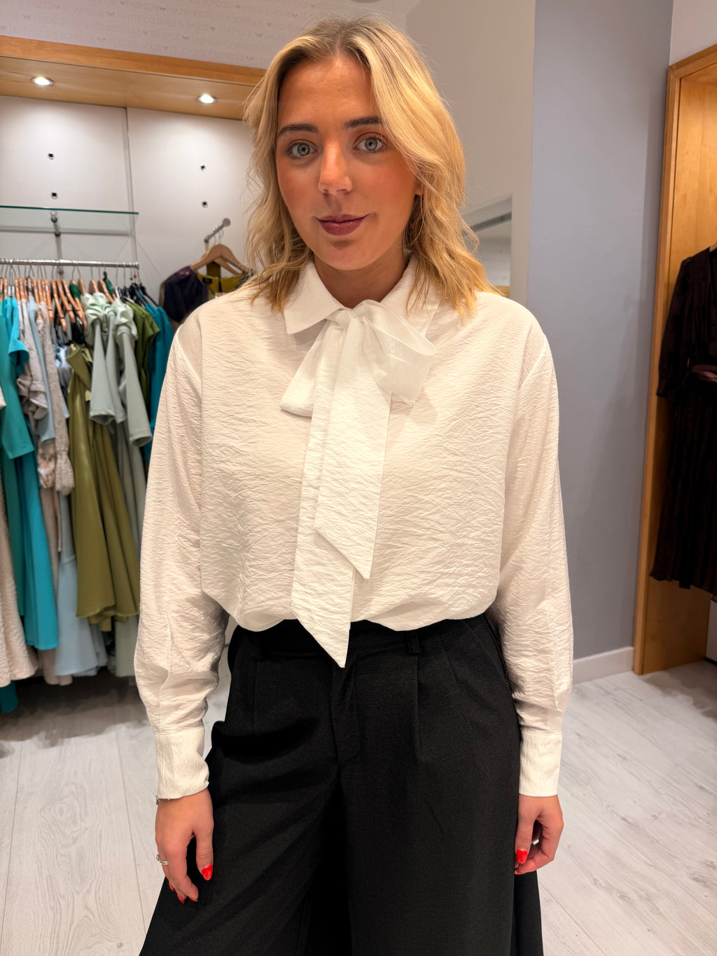 Kaffe White Bow Blouse