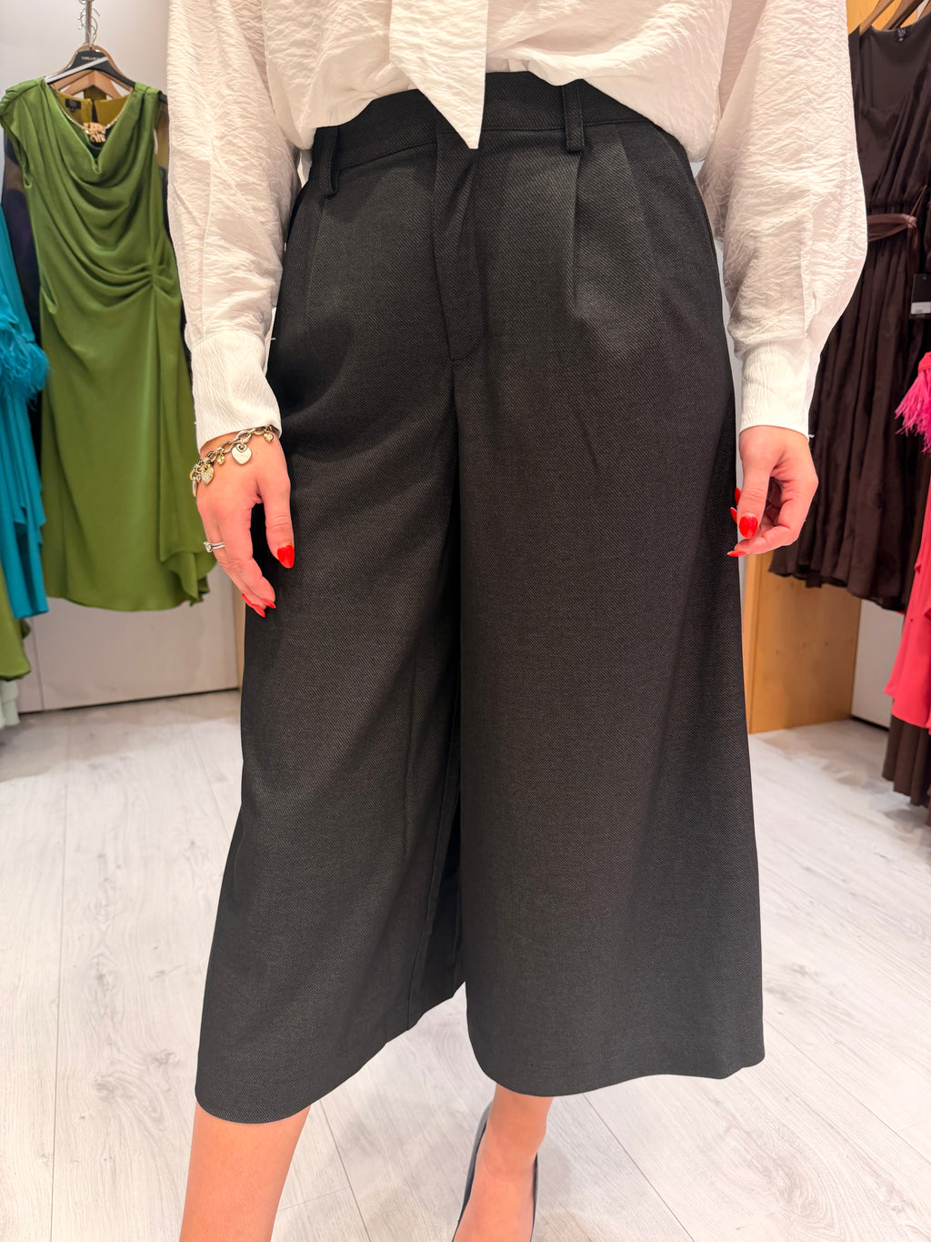 Kaffe Charcoal Wide-Leg Culottes
