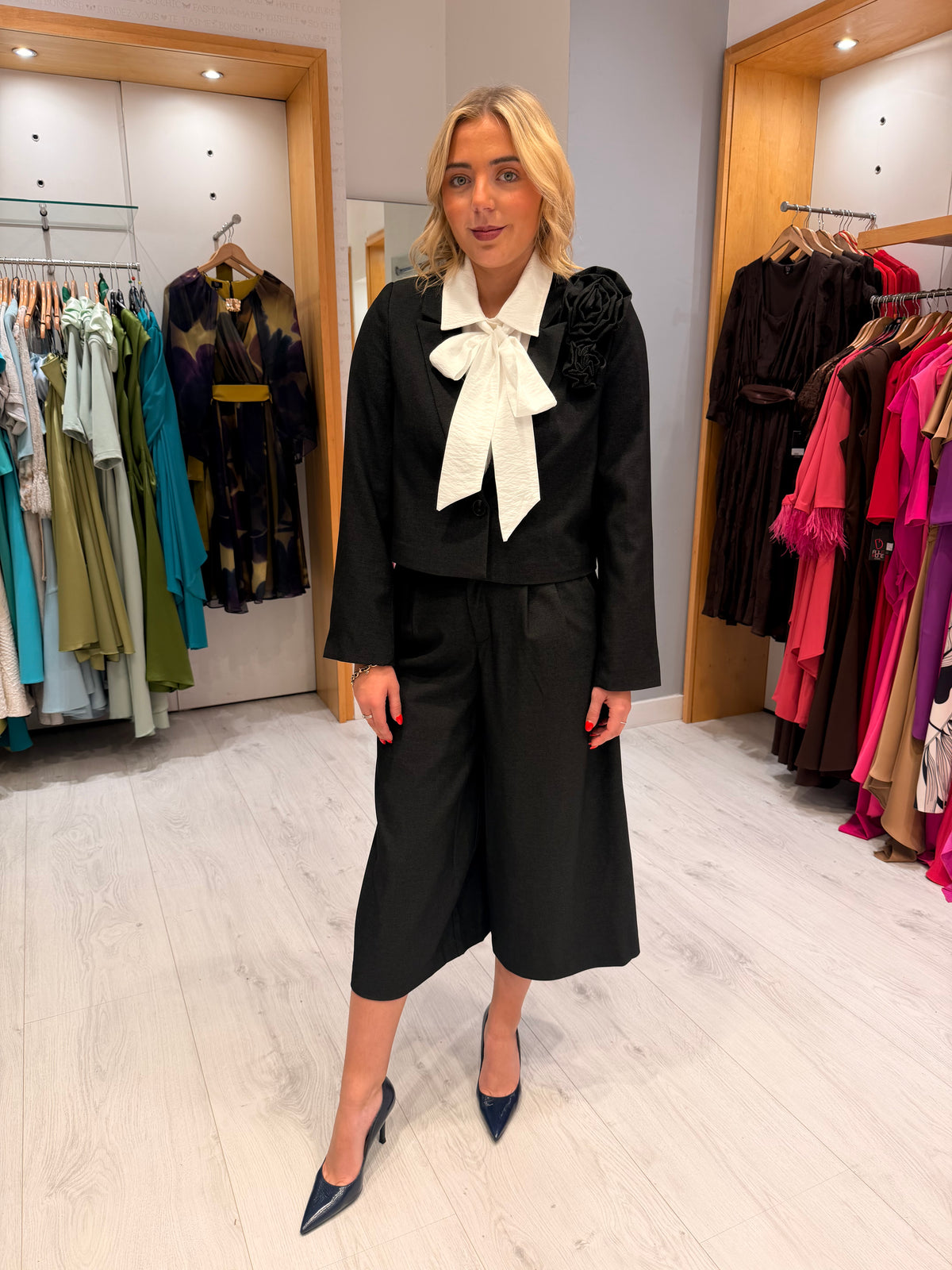 Kaffe Charcoal Cropped Blazer