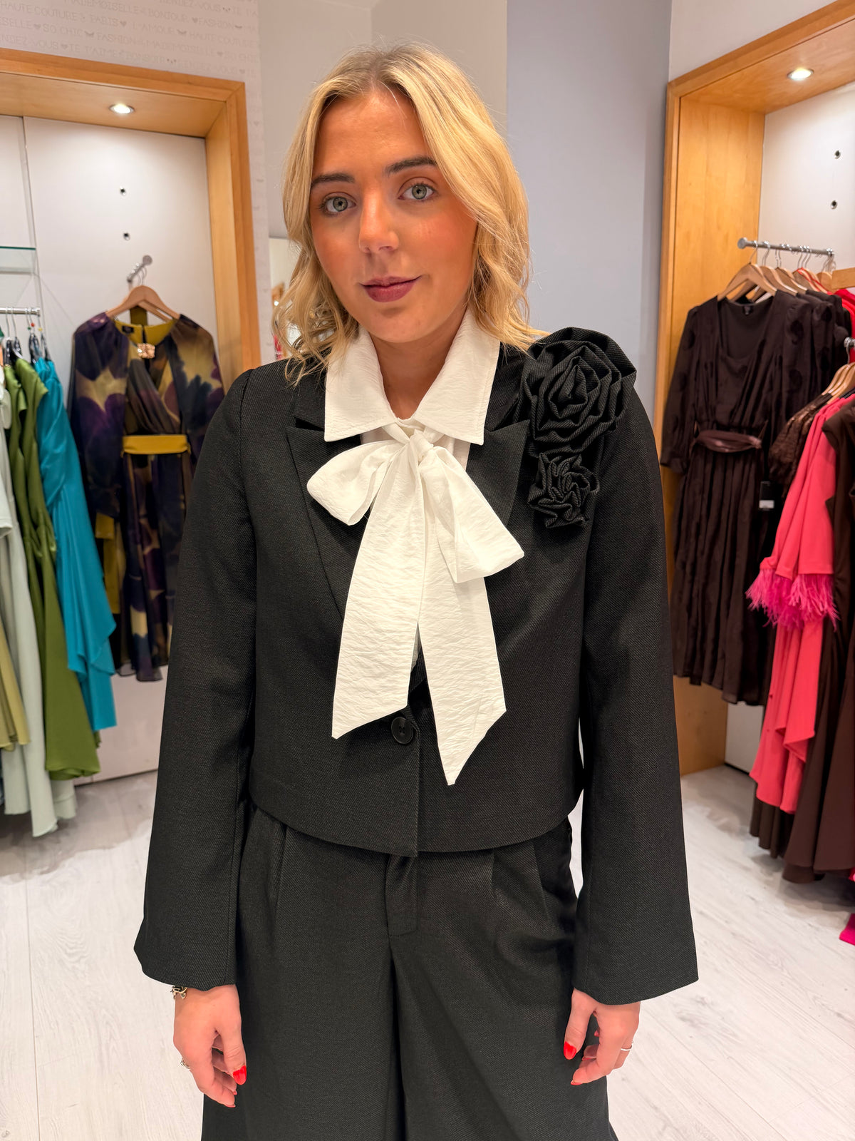 Kaffe Charcoal Cropped Blazer