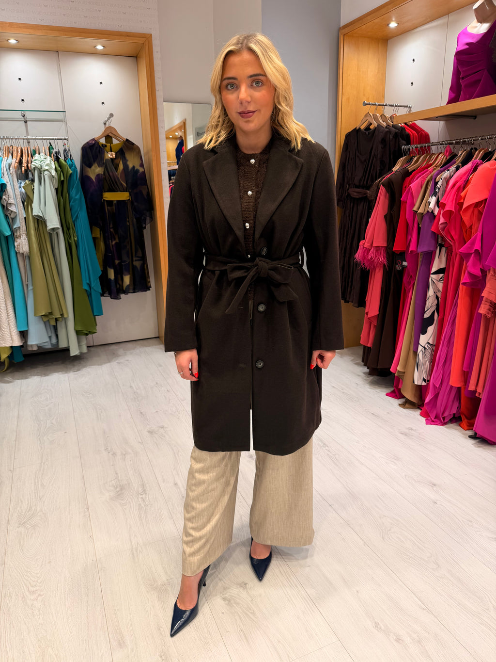 Kaffe Chocolate Brown Belted Coat