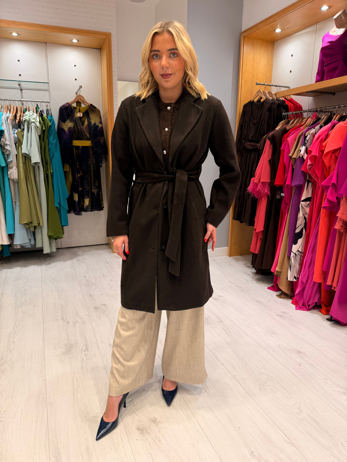 Kaffe Chocolate Brown Belted Coat