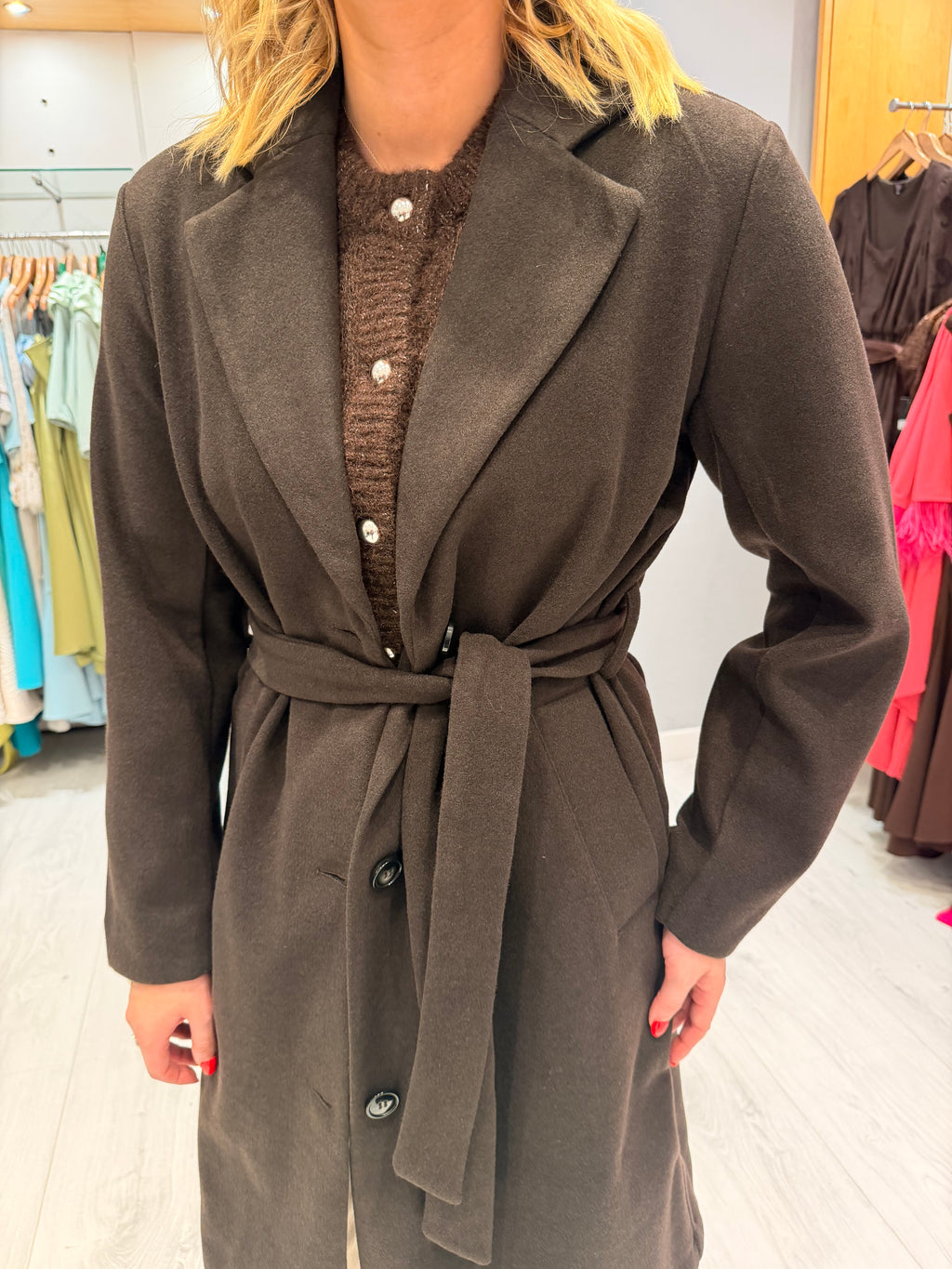 Kaffe Chocolate Brown Belted Coat
