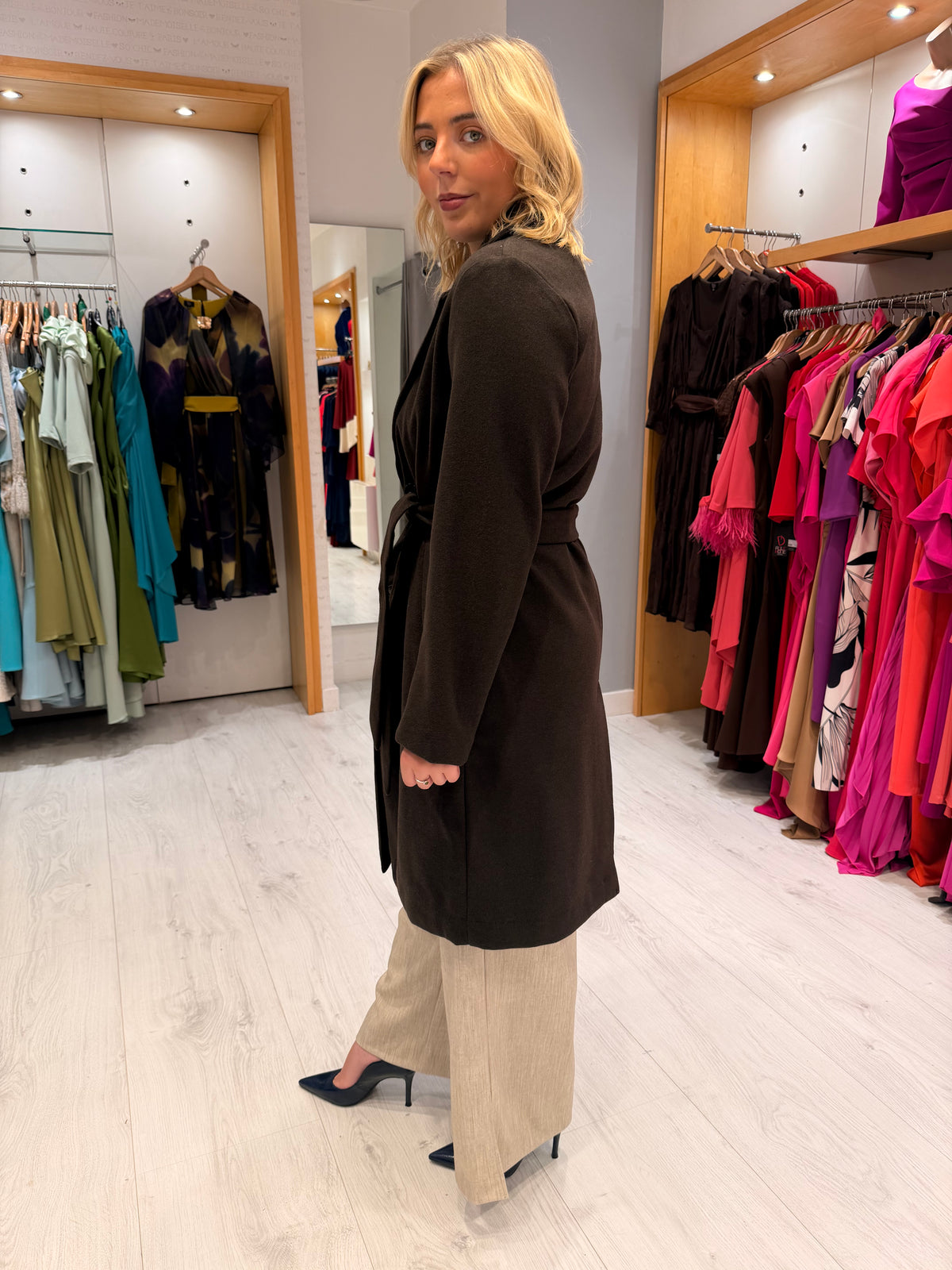Kaffe Chocolate Brown Belted Coat