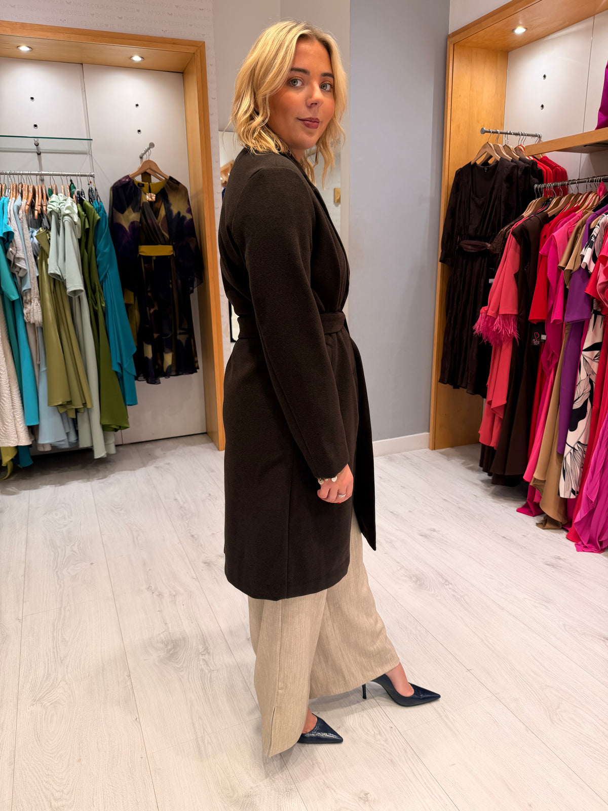 Kaffe Chocolate Brown Belted Coat