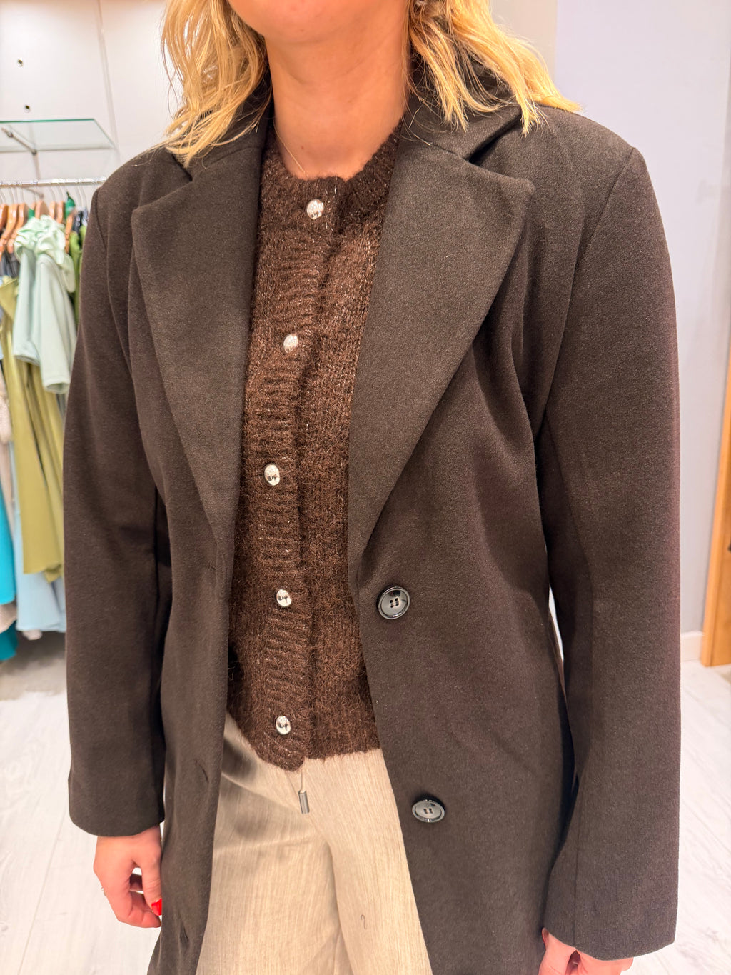 Kaffe Chocolate Brown Belted Coat