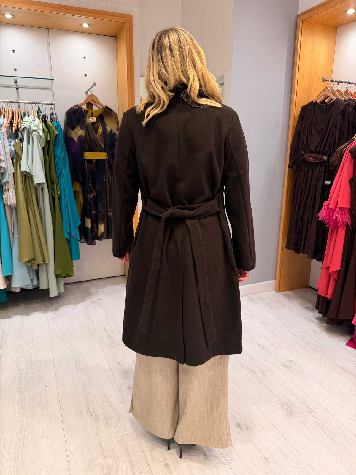 Kaffe Chocolate Brown Belted Coat