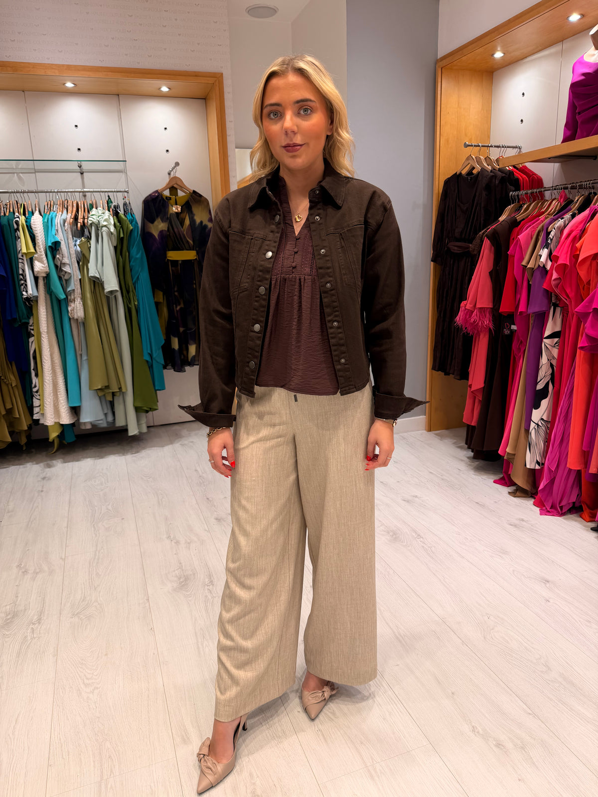 Kaffe Brown Denim-Style Jacket