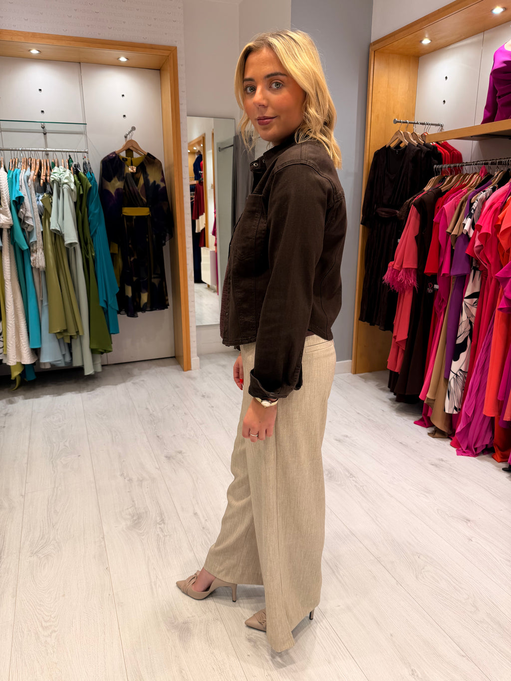 Kaffe Brown Denim-Style Jacket