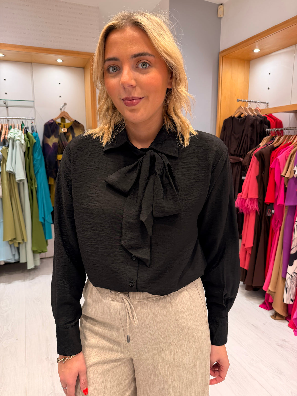 Kaffe Black Bow Blouse