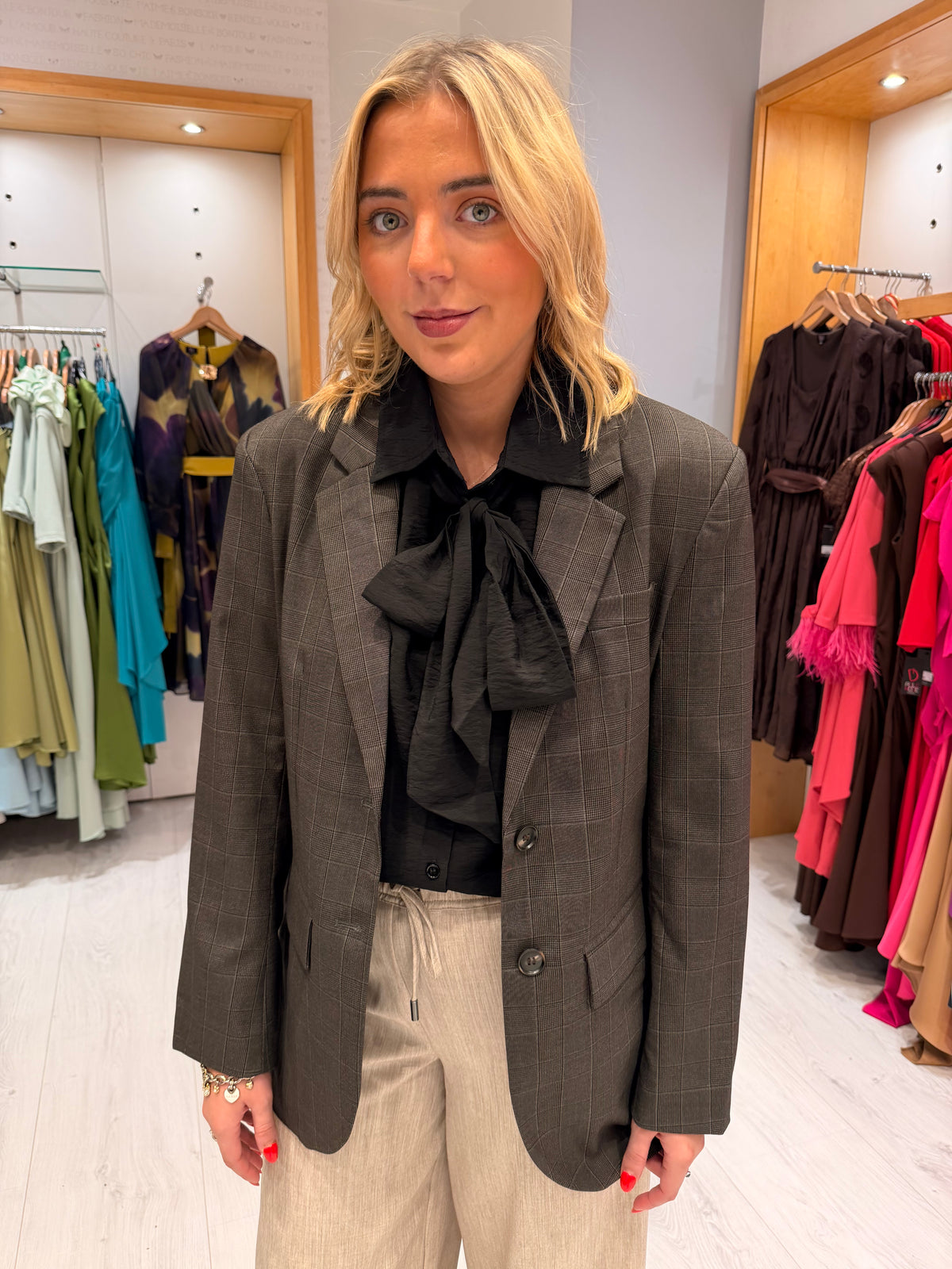 Kaffe Charcoal Check Blazer
