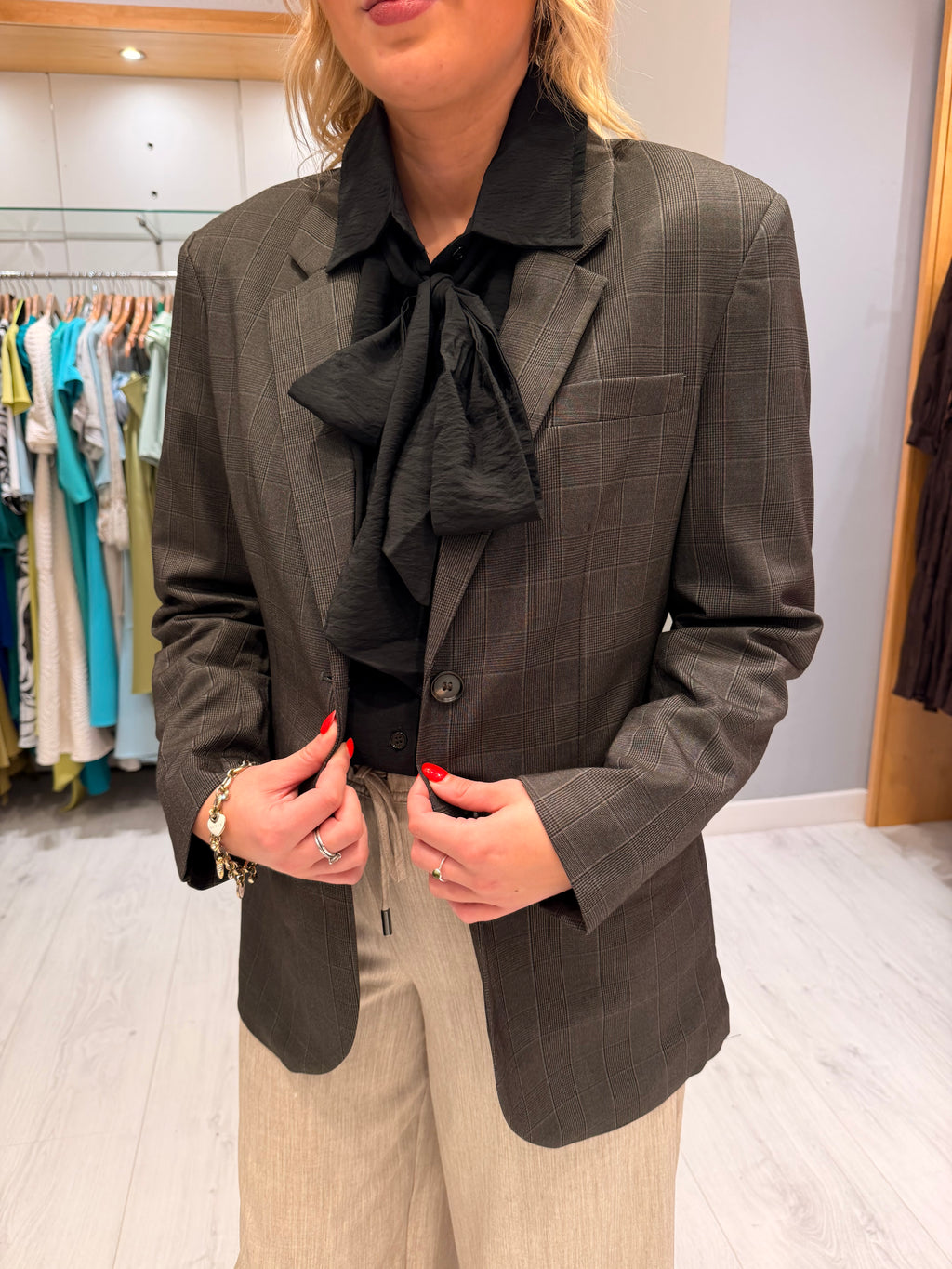 Kaffe Charcoal Check Blazer