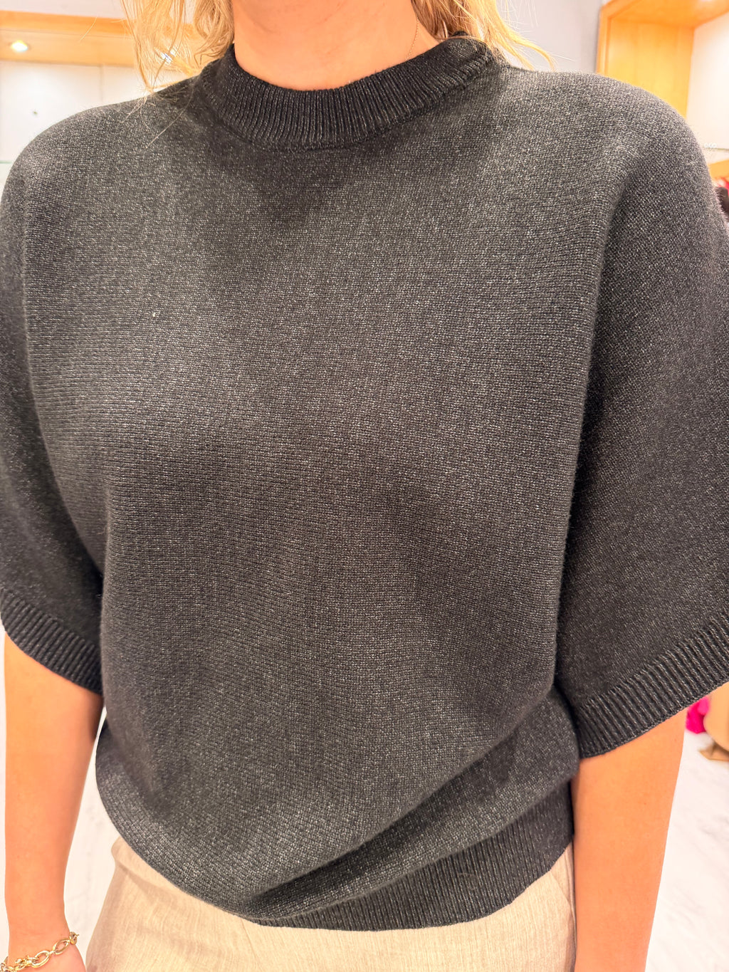Kaffe Black Short-Sleeve Knit Top
