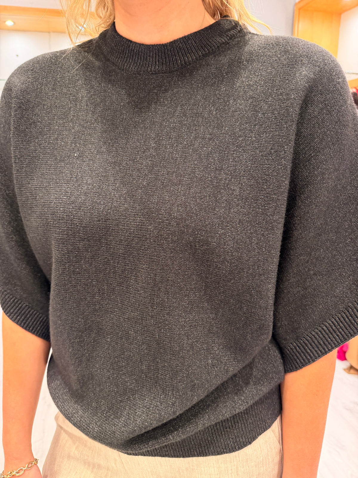 Kaffe Black Short-Sleeve Knit Top