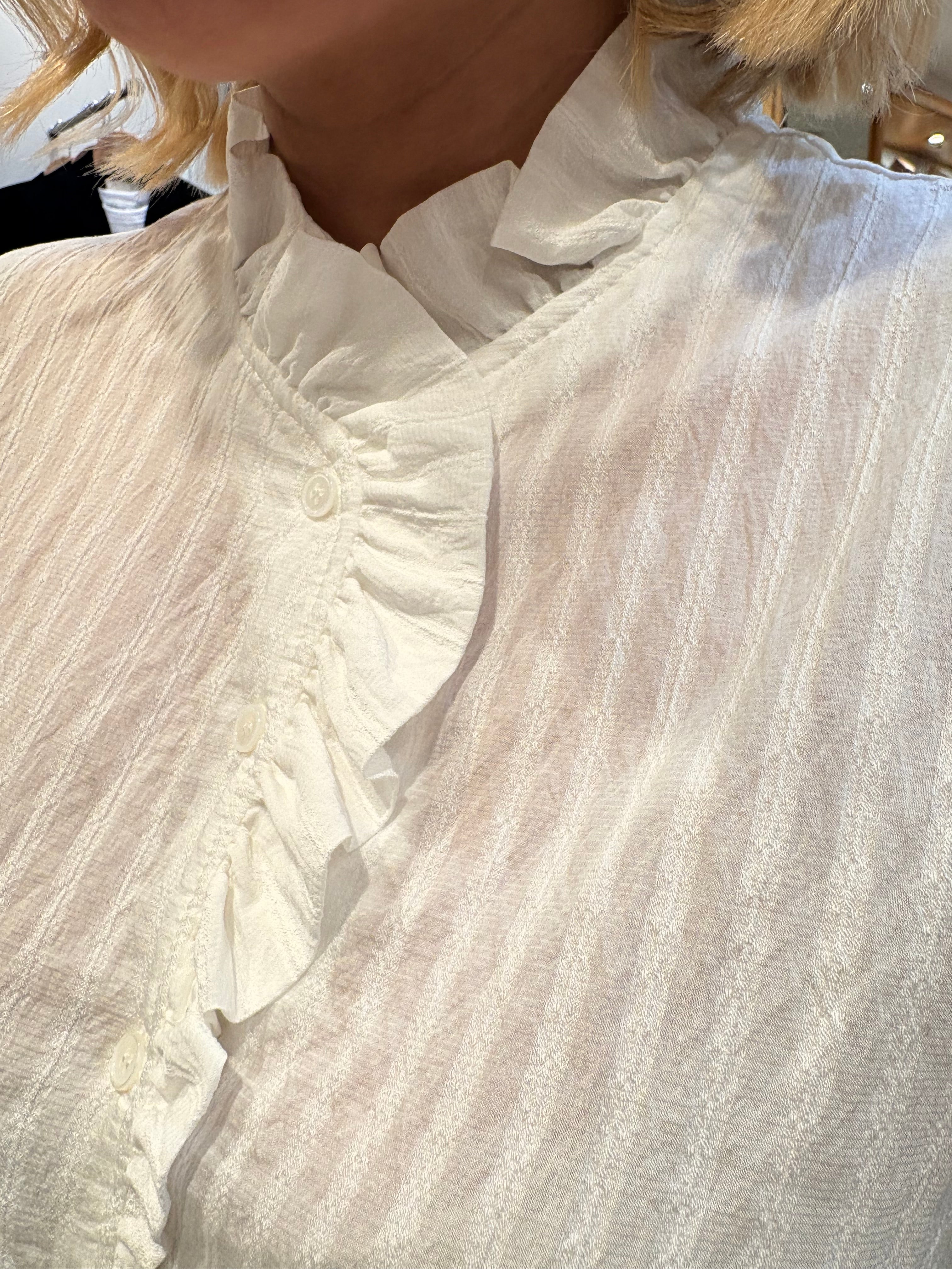 Kaffe White Shirt with Frill Collar