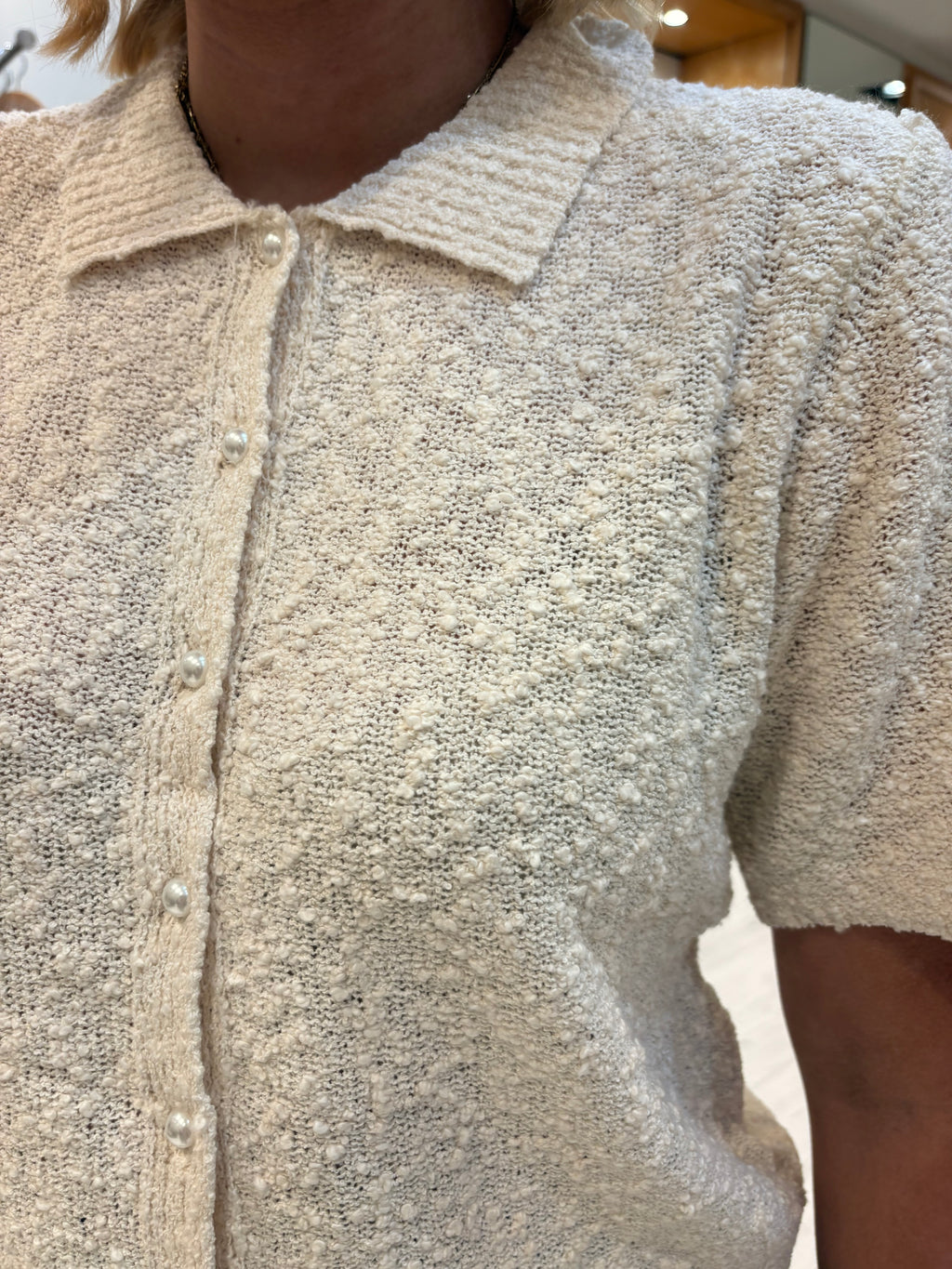 Karen By Simonsen Cream Knit Textured Cardigan
