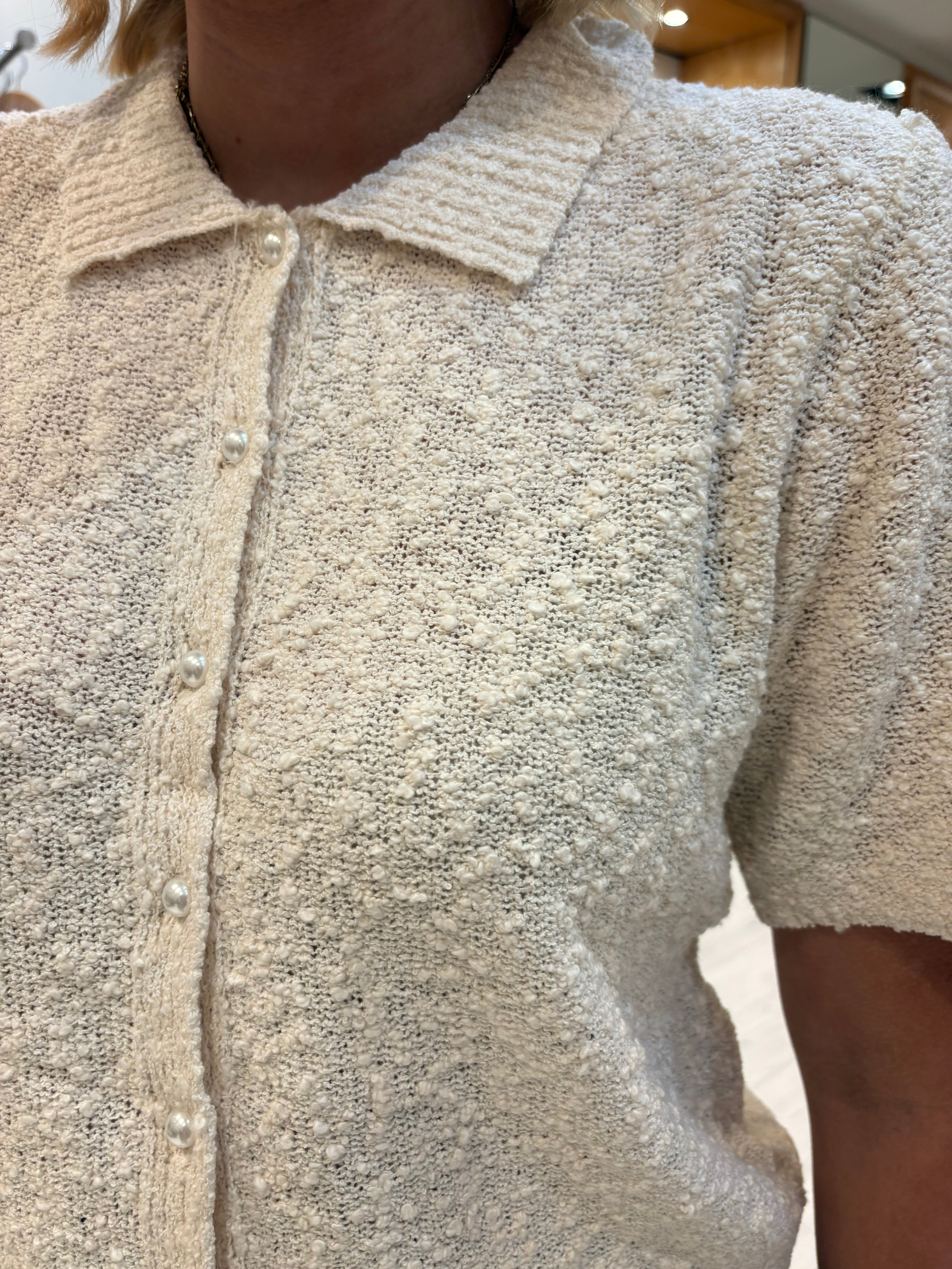 Karen By Simonsen Cream Knit Textured Cardigan