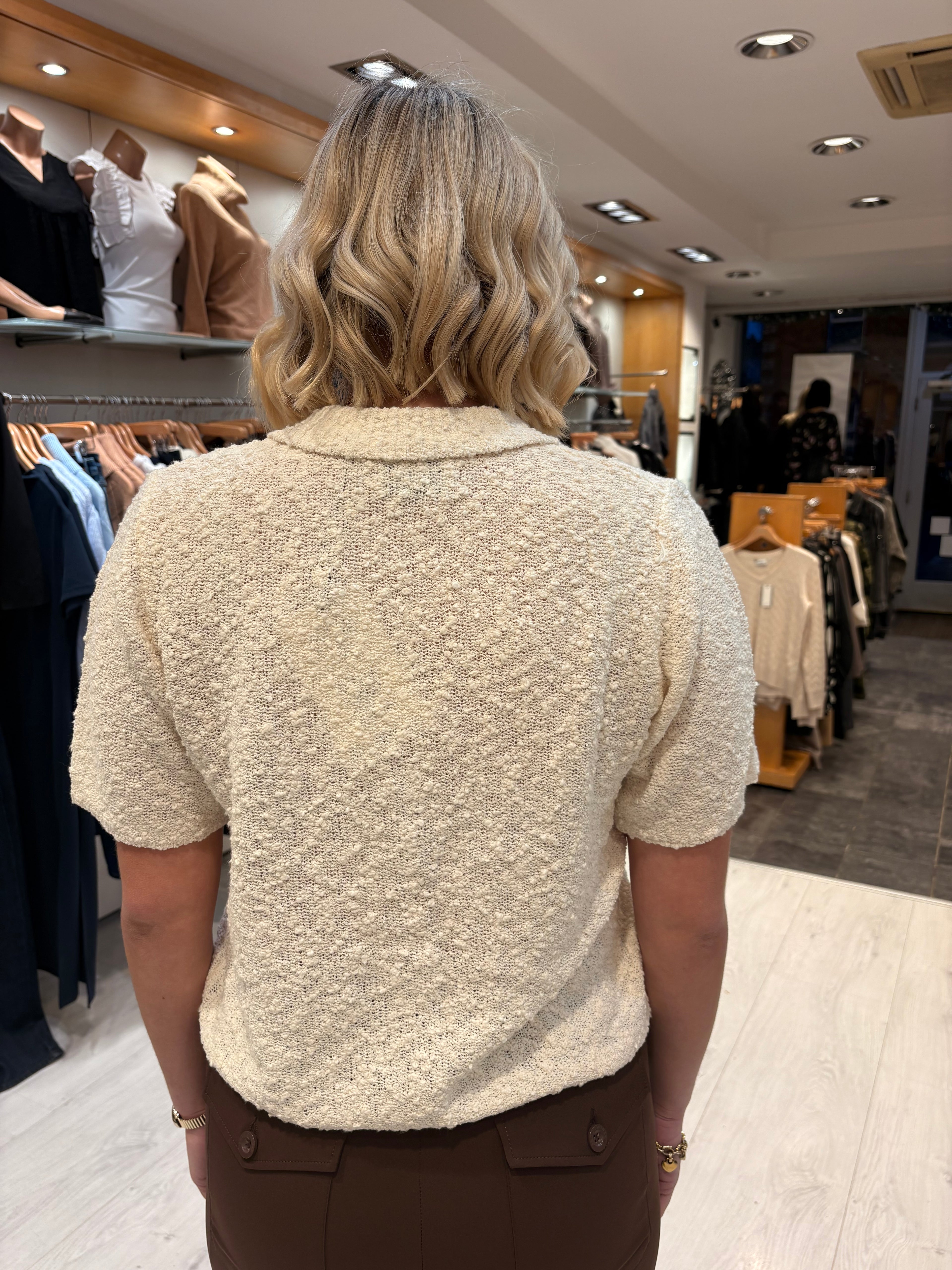 Karen By Simonsen Cream Knit Textured Cardigan