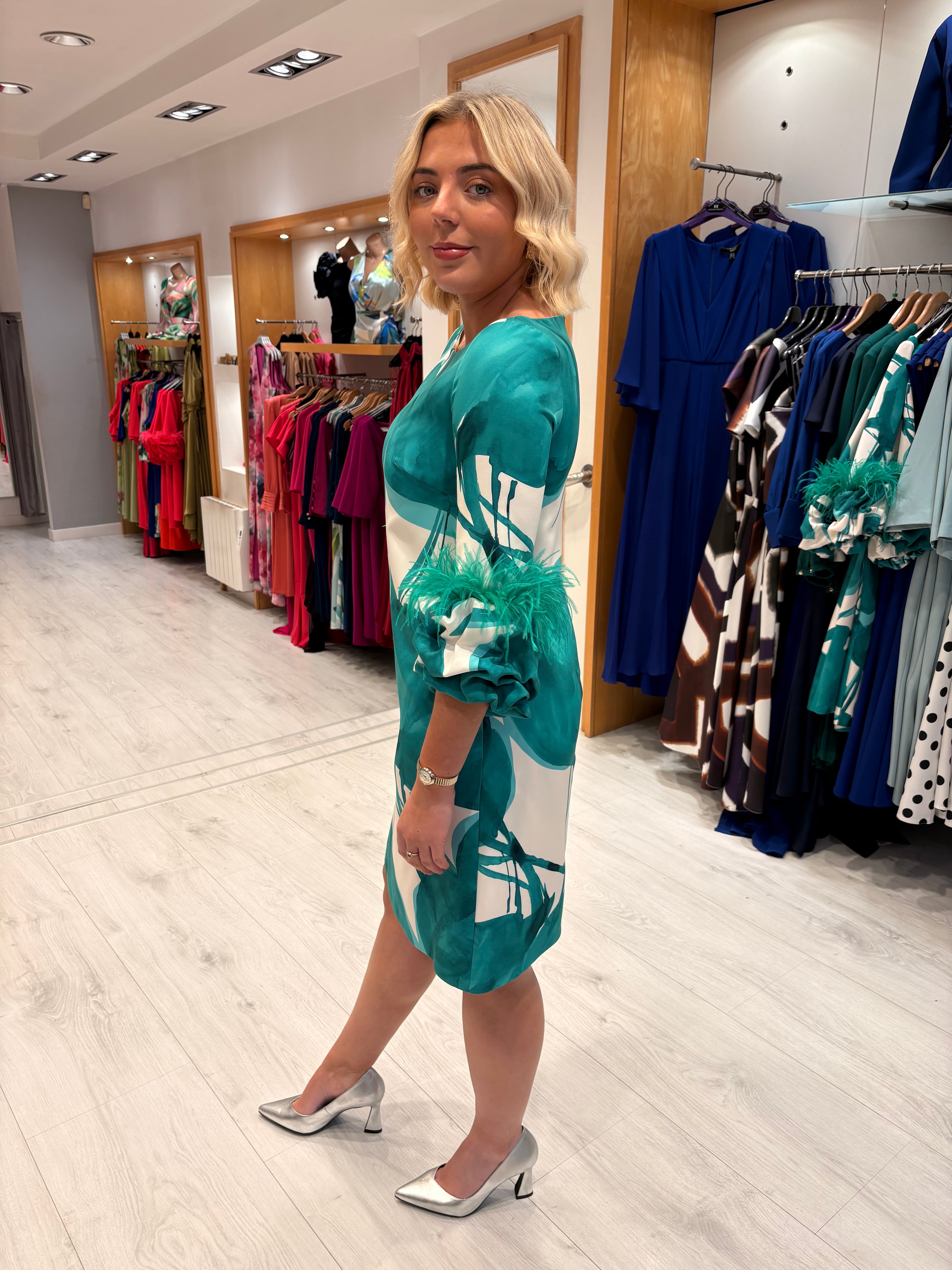 Carla Ruiz Green Printed Dress