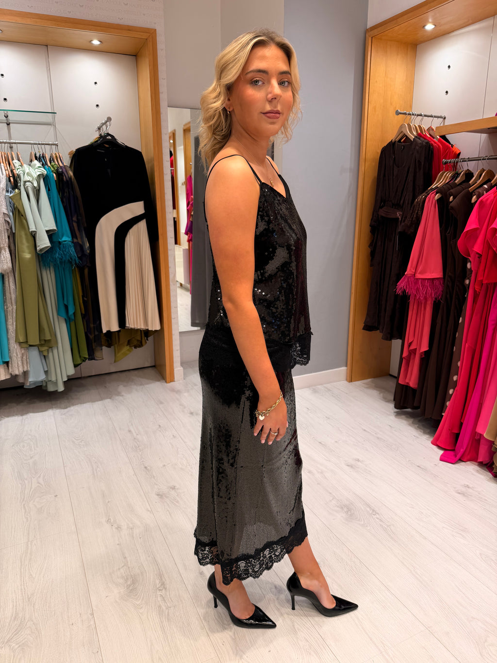 Kaffe Black Sequin Cami