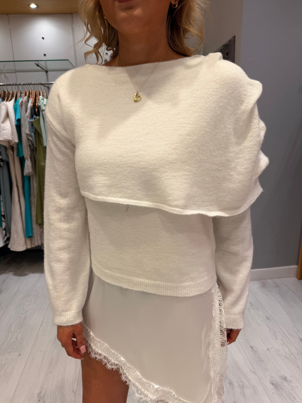 Kaffe White Lace Knit With Slip