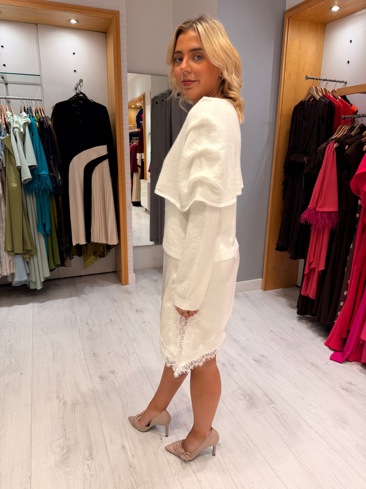 Kaffe White Lace Knit With Slip
