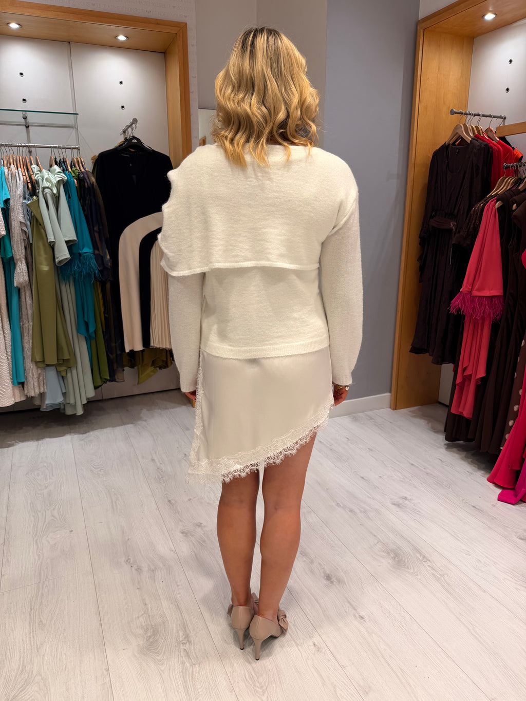 Kaffe White Lace Knit With Slip