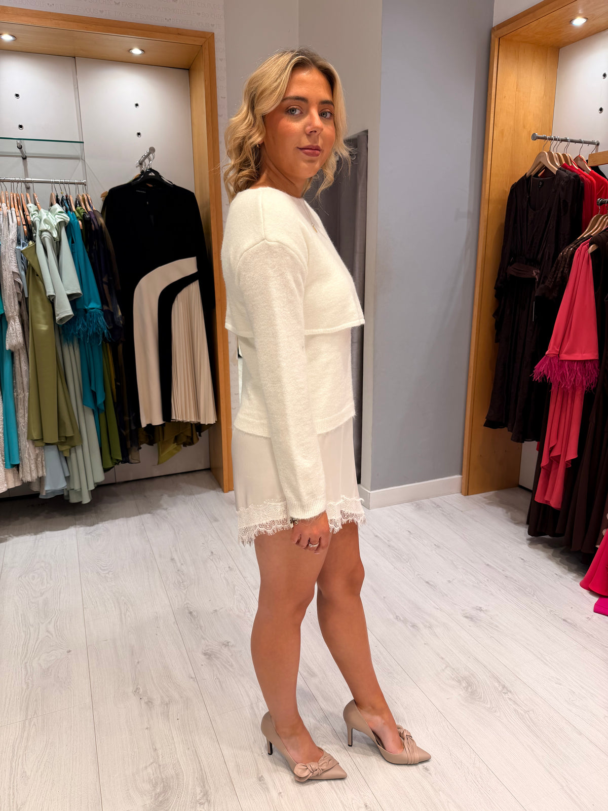 Kaffe White Lace Knit With Slip