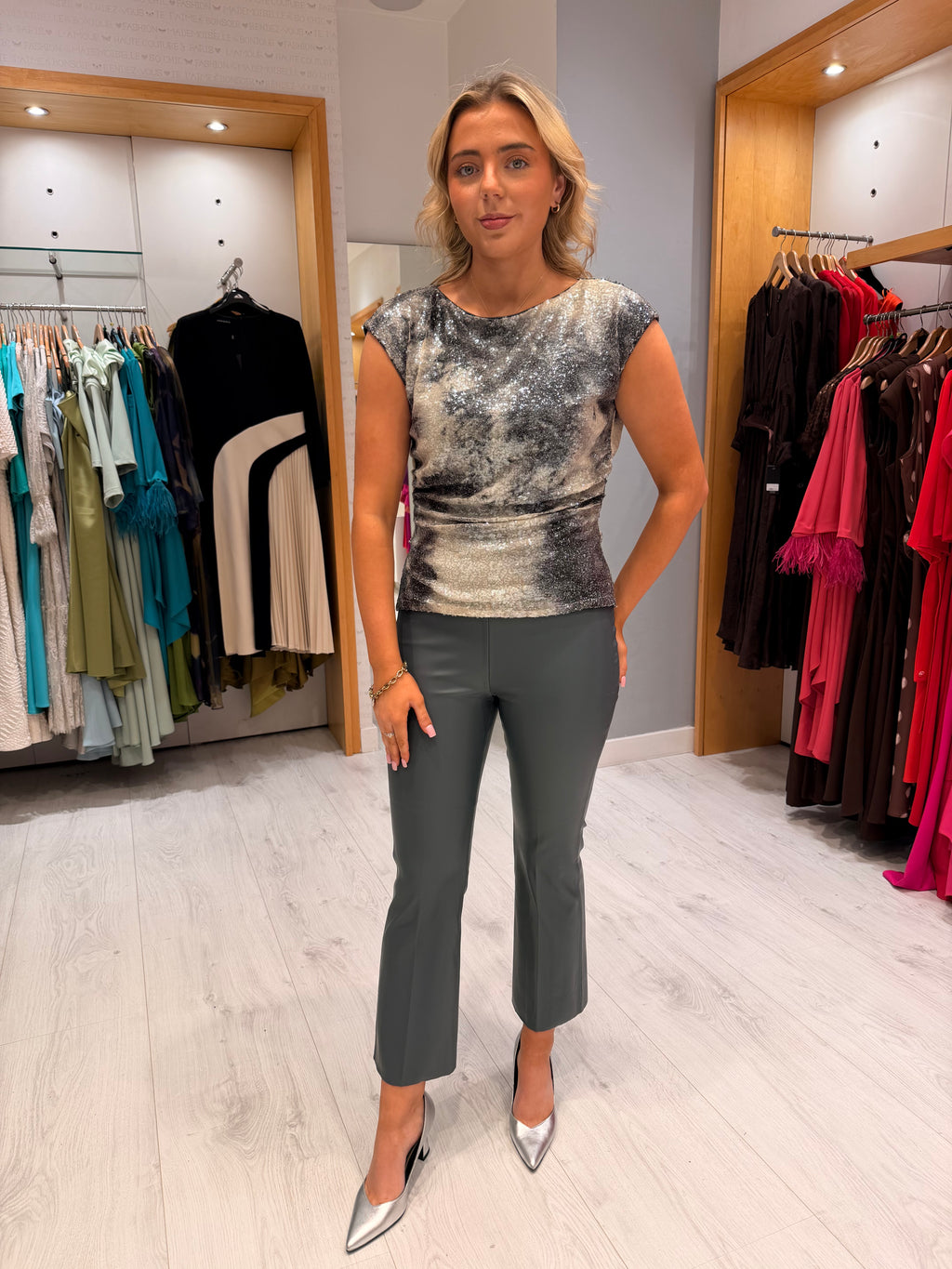 Soaked Grey Kickflare Trousers