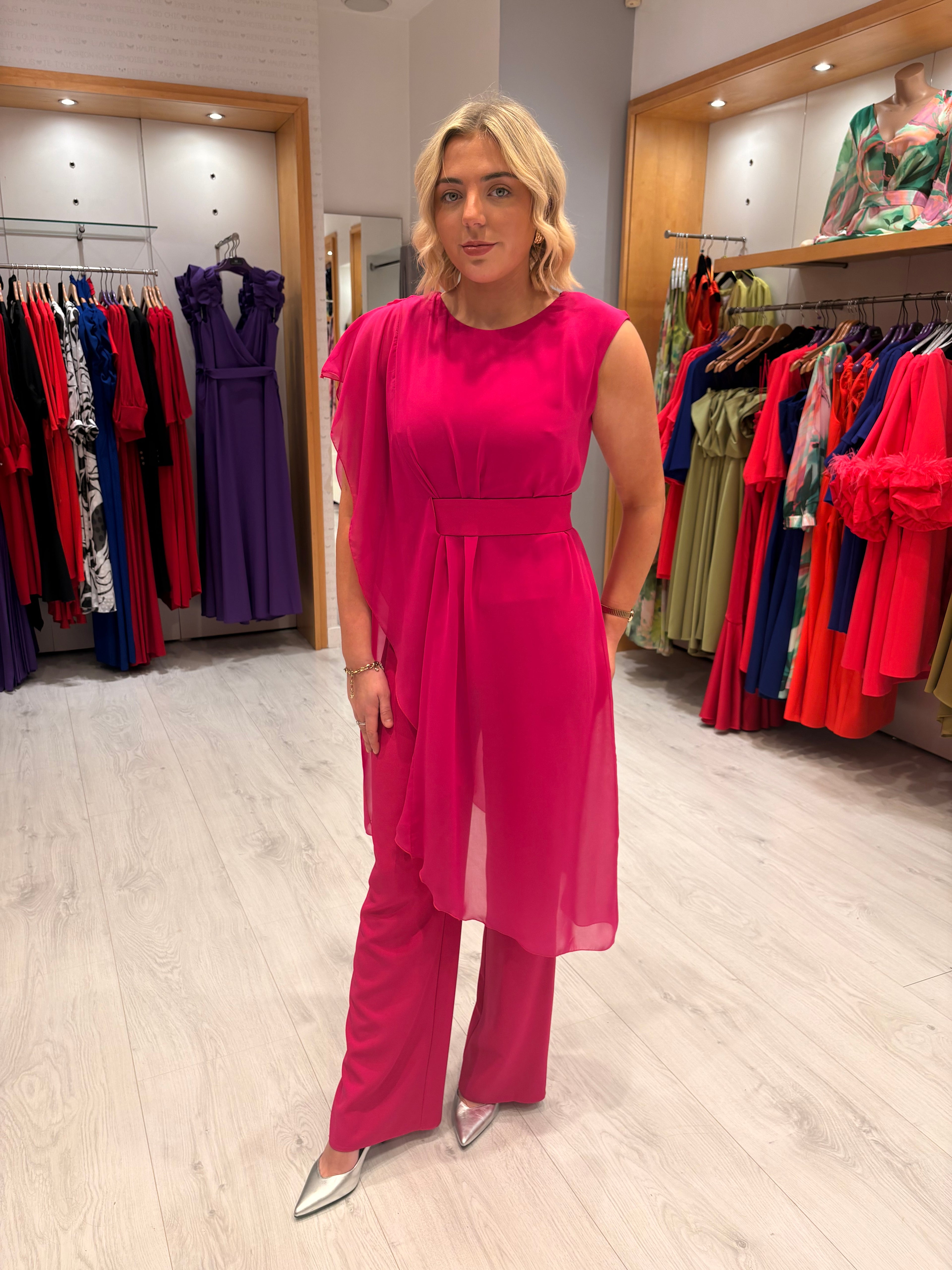Moncho Heredia Fuchsia Drape Jumpsuit
