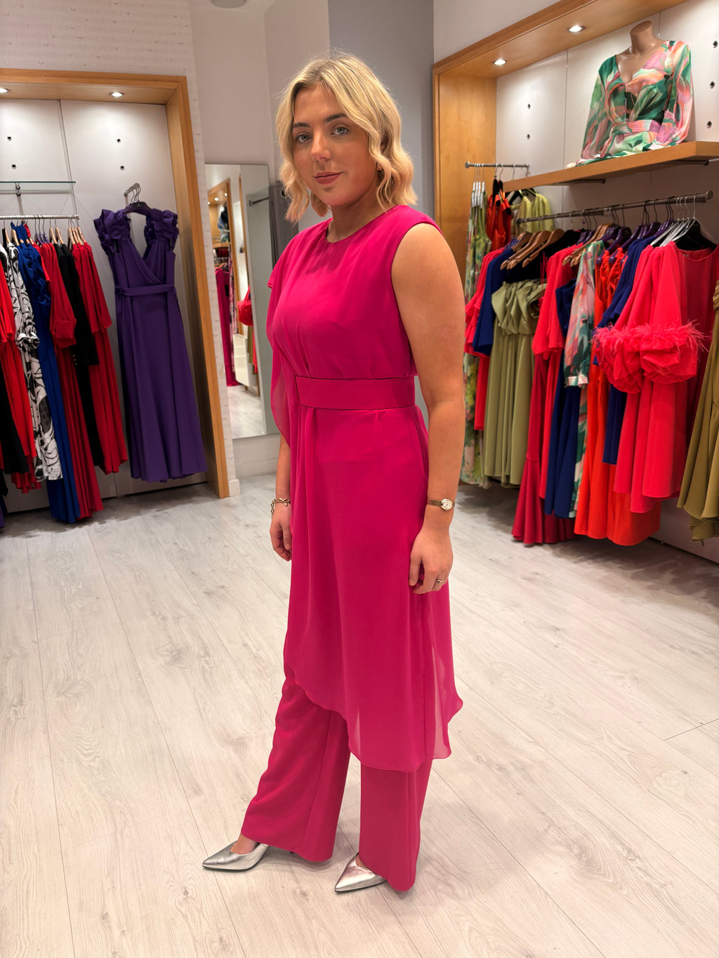 Moncho Heredia Fuchsia Drape Jumpsuit