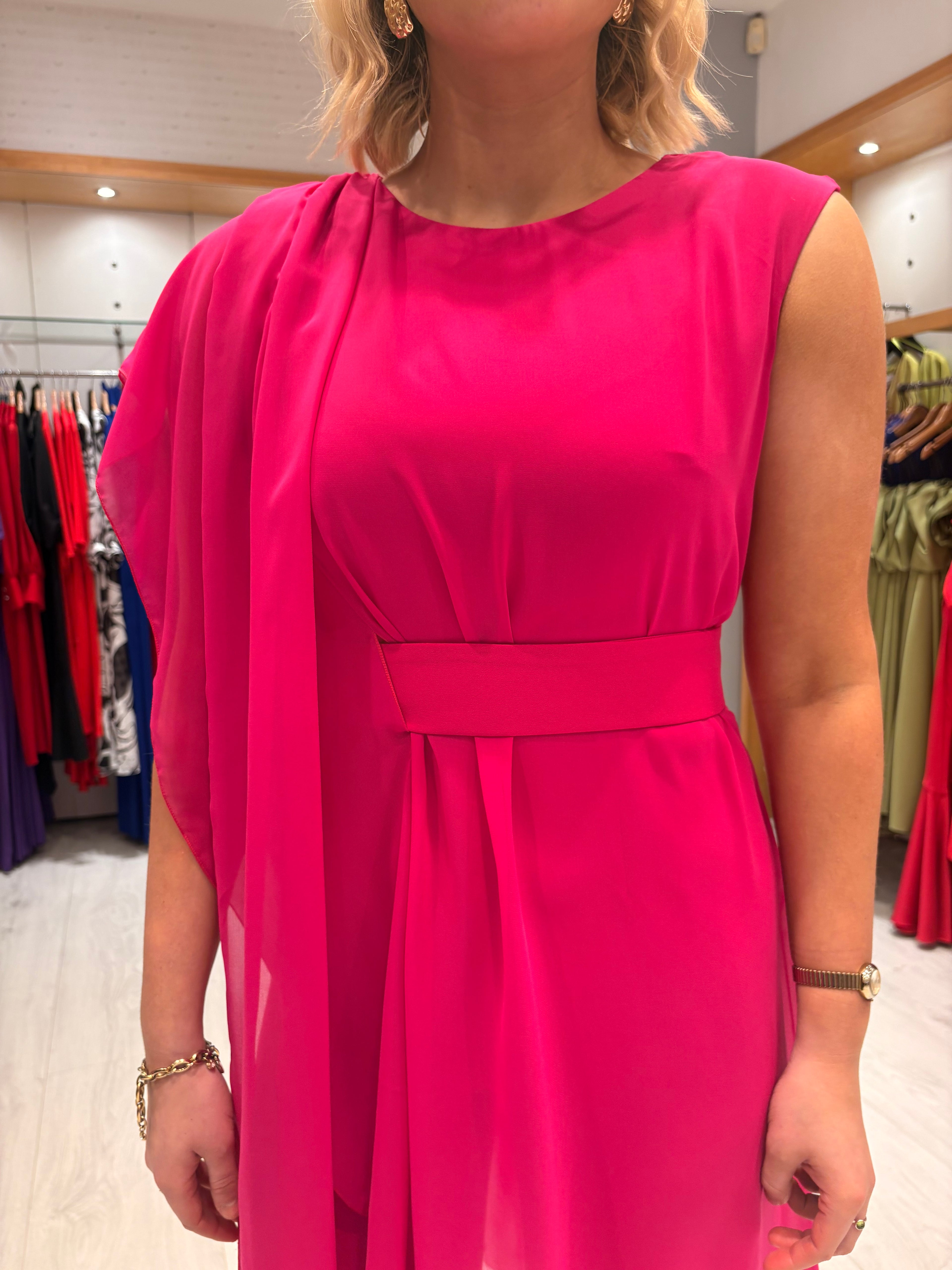 Moncho Heredia Fuchsia Drape Jumpsuit