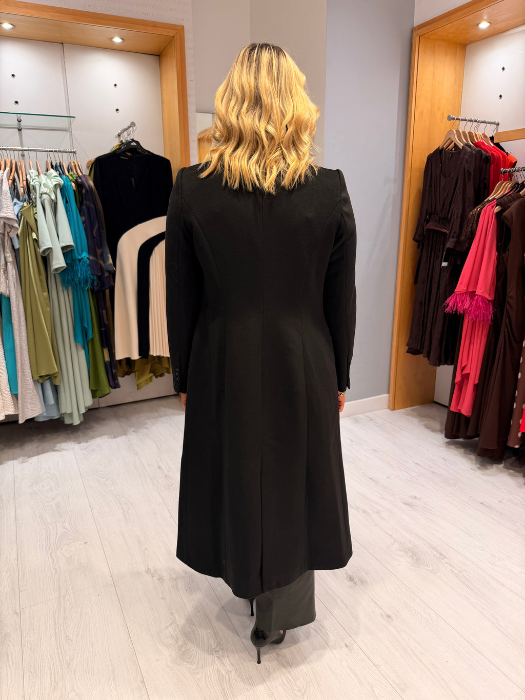 Arggido Black Double-Breasted Long Coat
