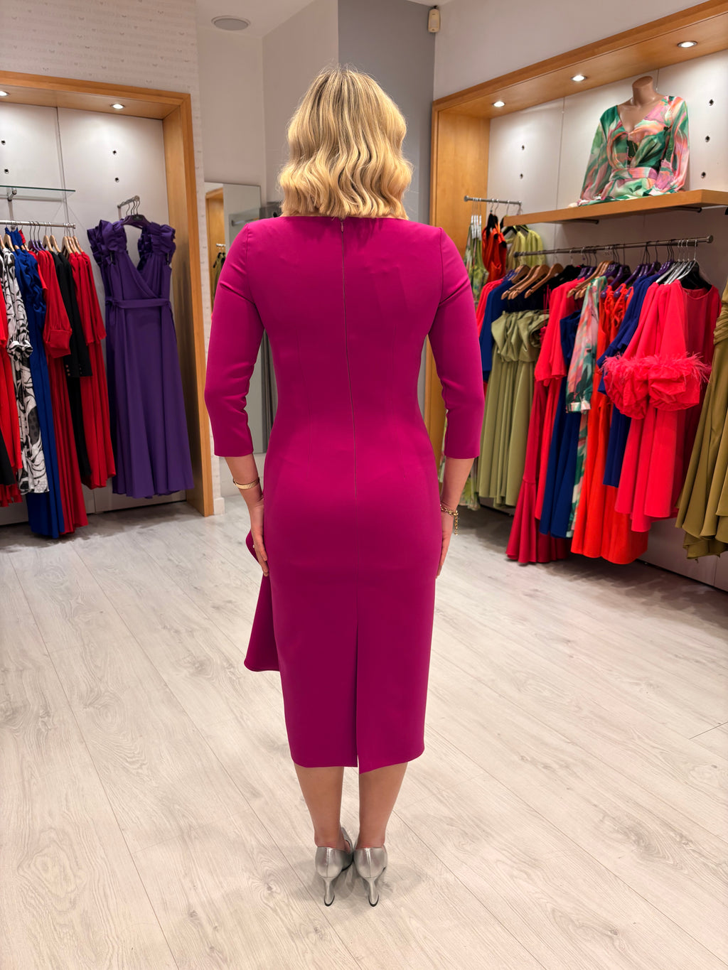 Carla Ruiz Fuchsia Ruffle Dress