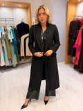 Arggido Black Double-Breasted Long Coat