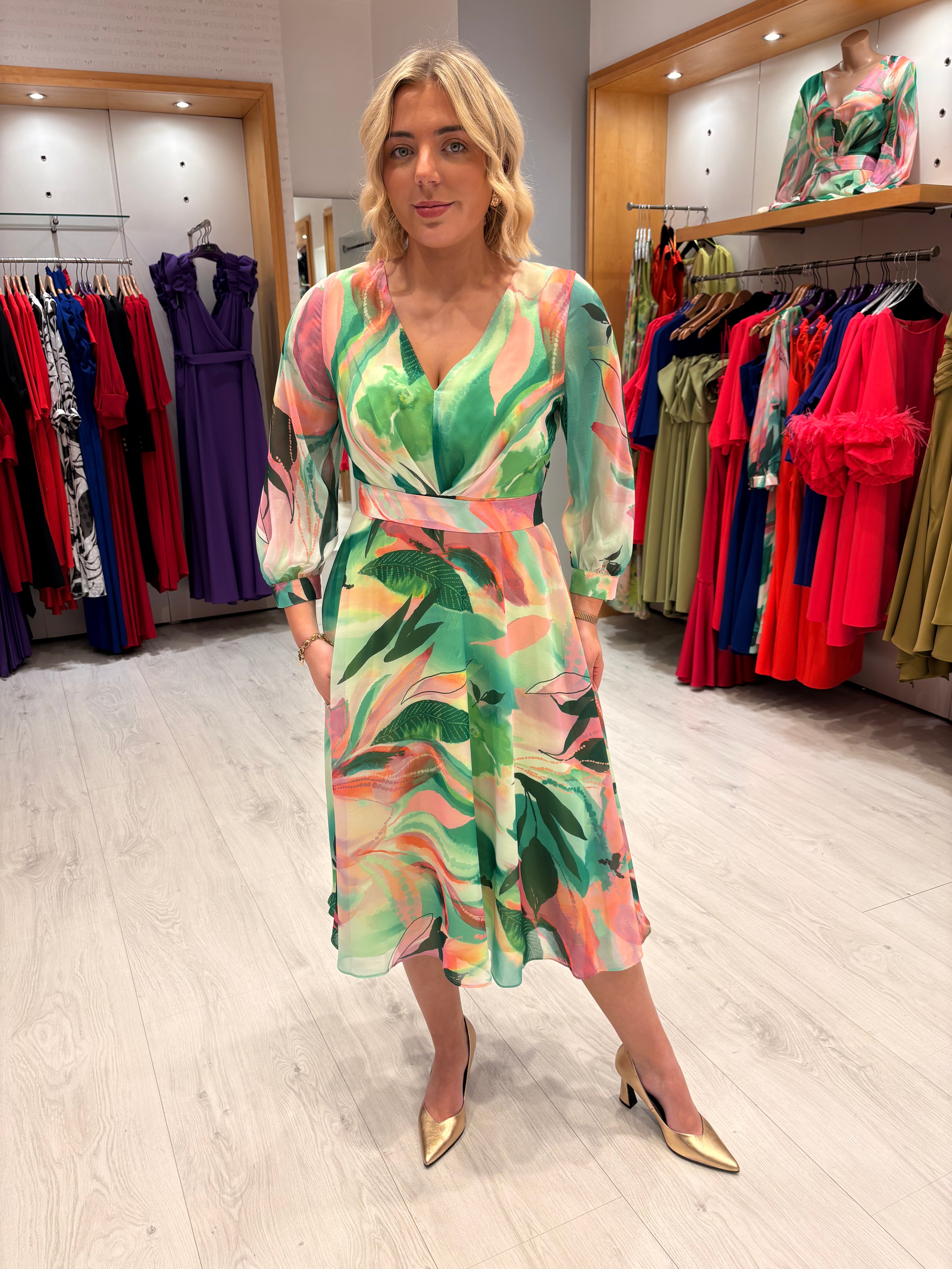 Moncho Heredia Green Print Dress