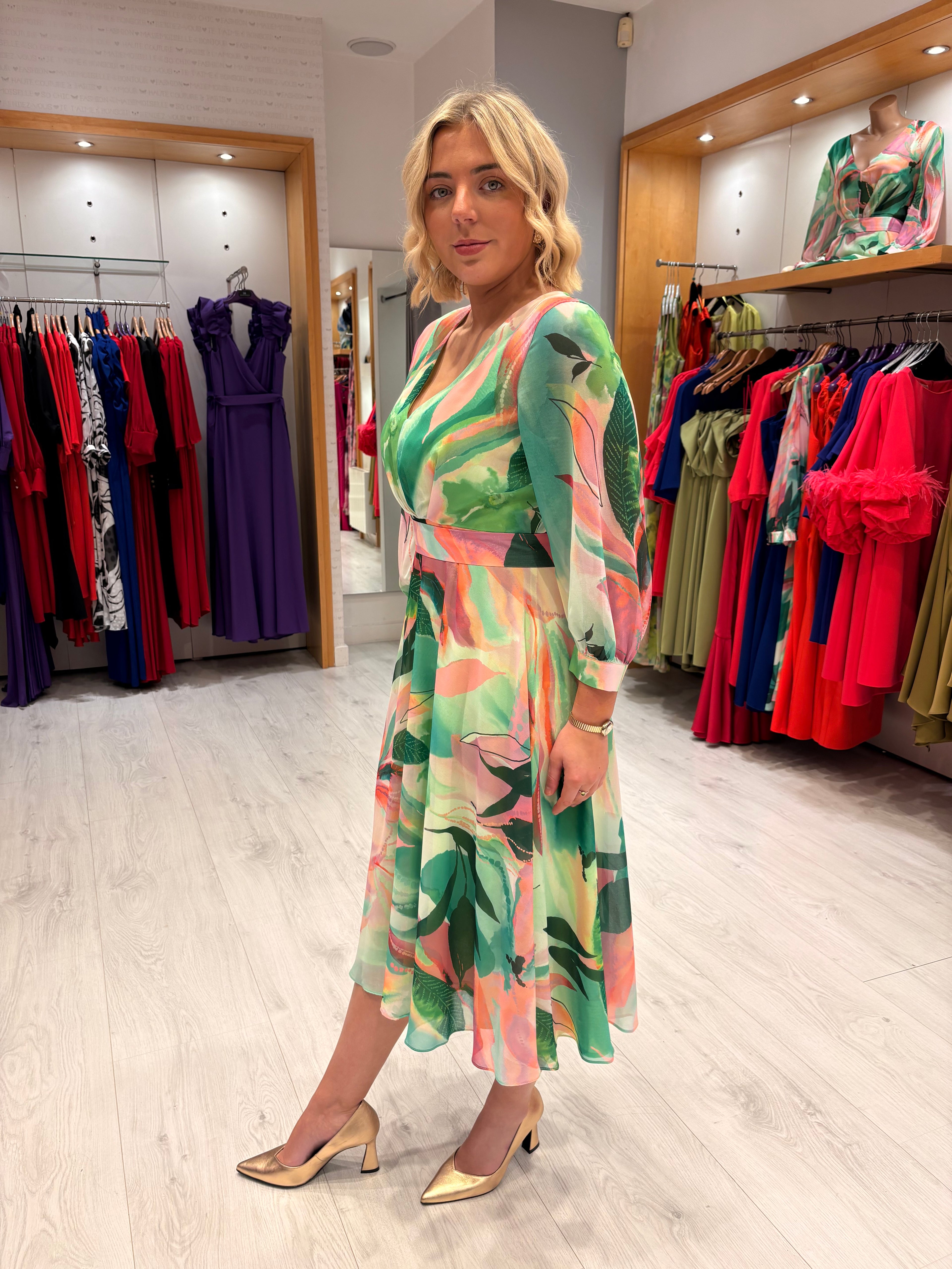 Moncho Heredia Green Print Dress